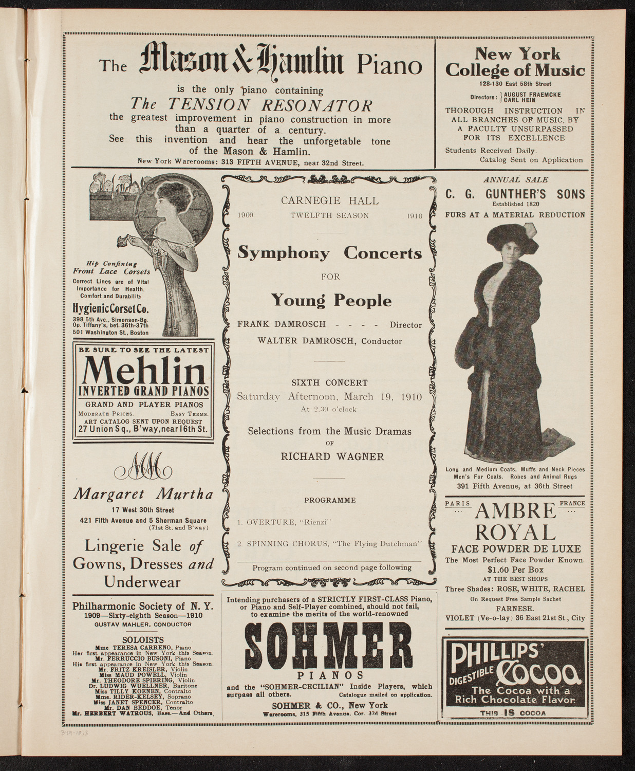 Symphony Concert for Young People, March 19, 1910, program page 5