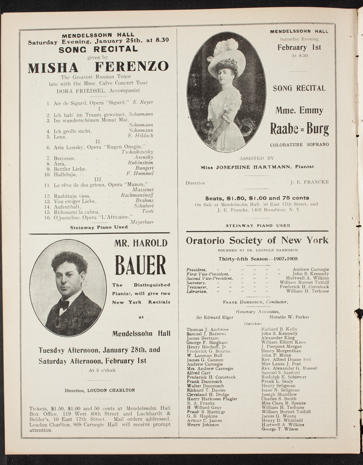 Russian Symphony Society of New York, January 16, 1908, program page 10