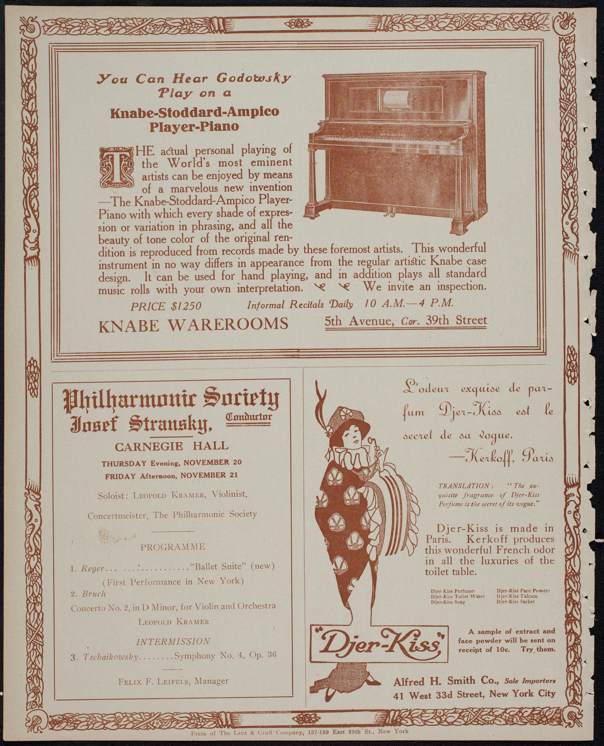 Fritz Kreisler, Violin, November 18, 1913, program page 12