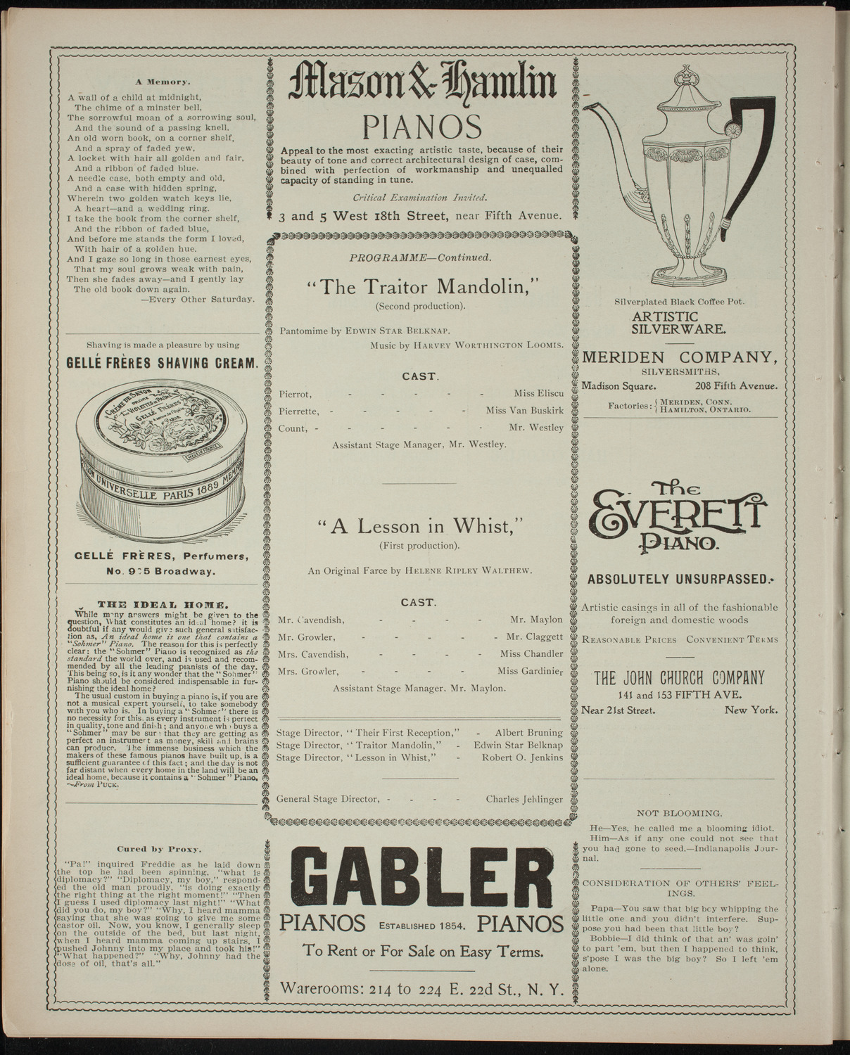 American Academy of Dramatic Arts, October 27, 1898, program page 6