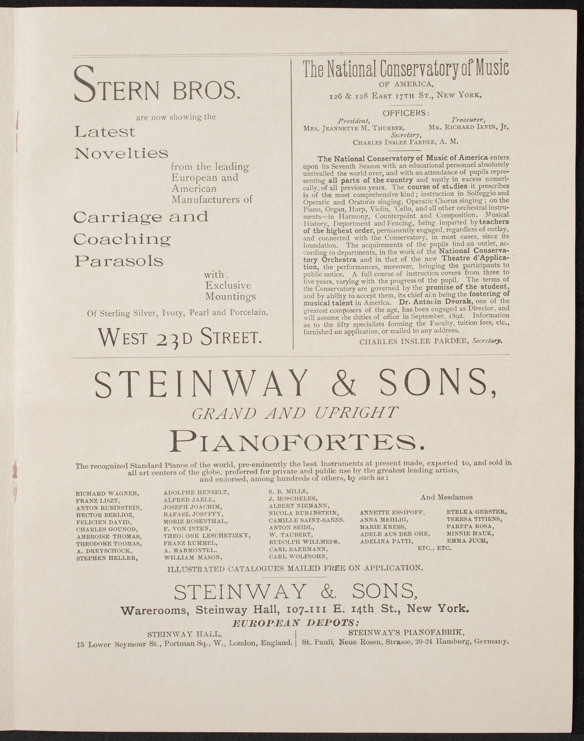 Rose Schottenfels, March 8, 1892, program page 7