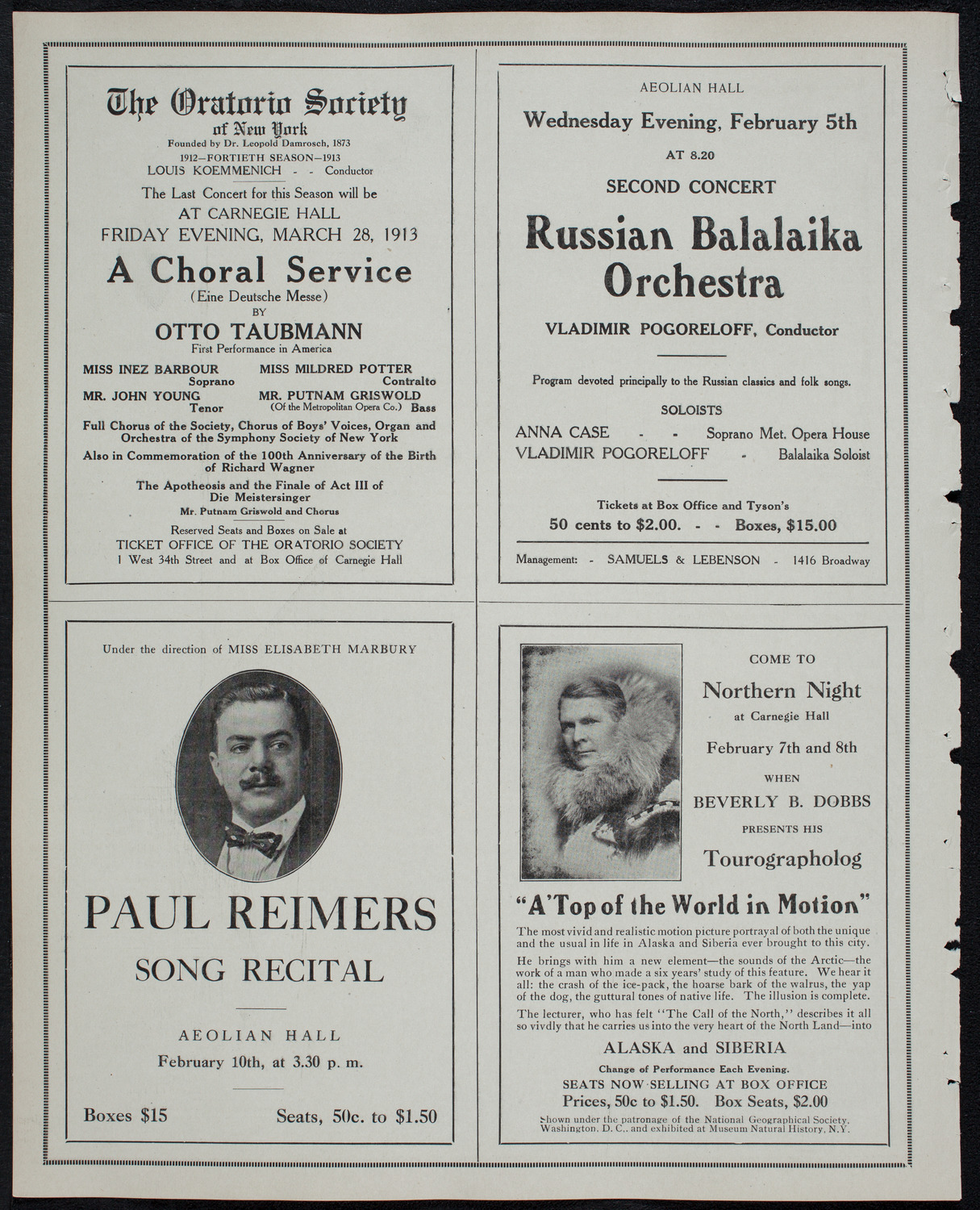 New York Banks' Glee Club, February 4, 1913, program page 10