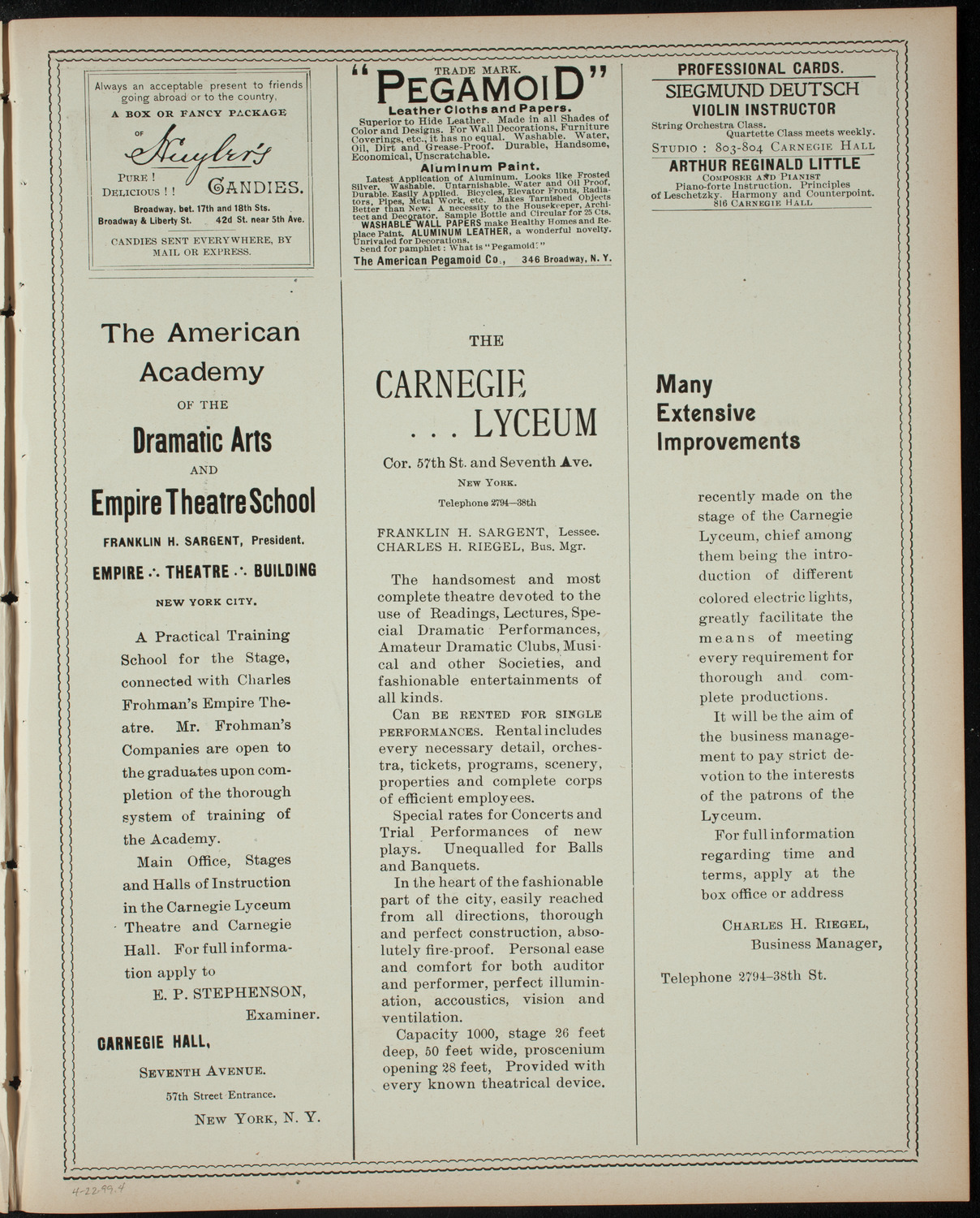 Jeanette Robinson Murphy, April 22, 1899, program page 7