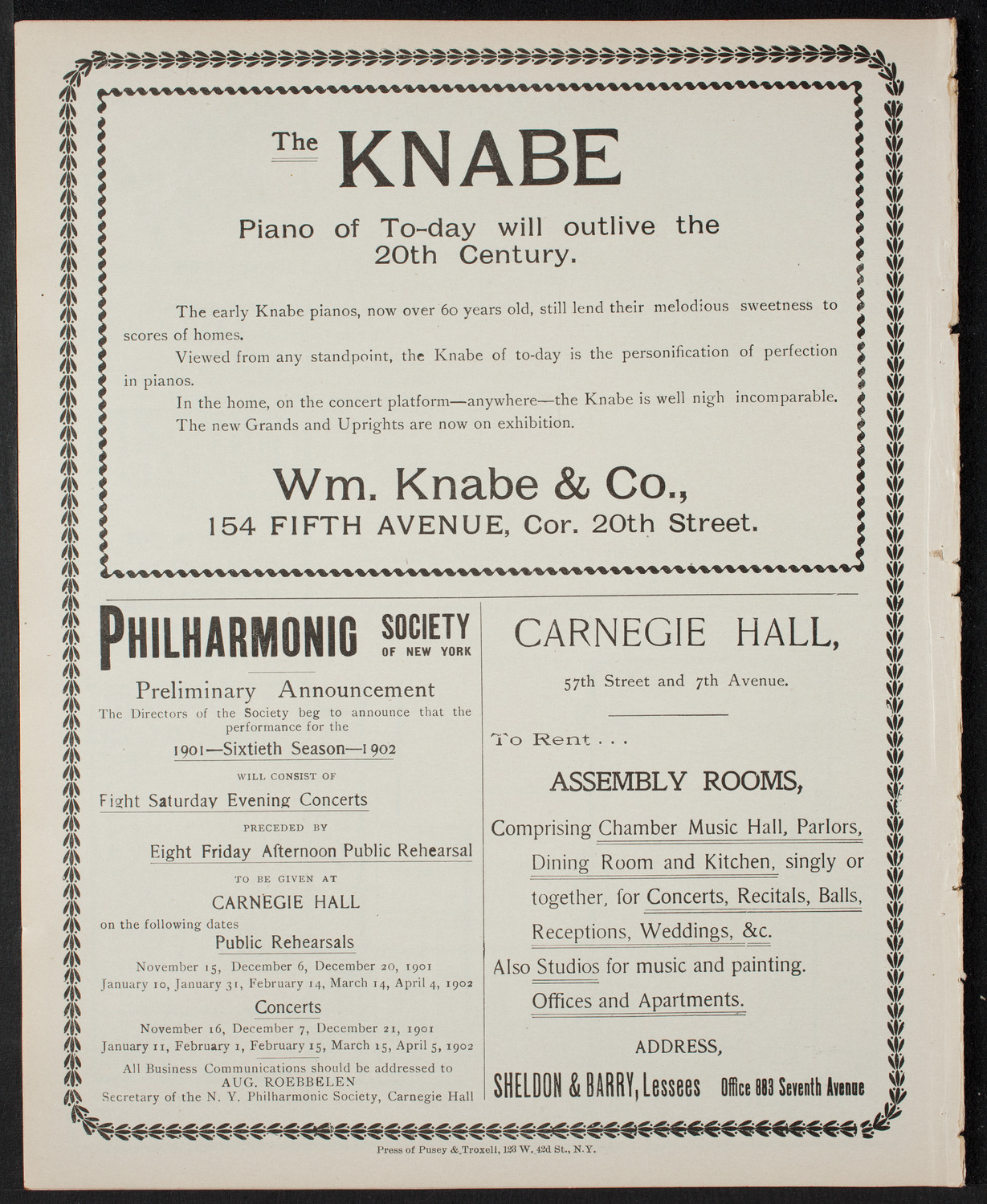 Lecture and Musicale for the Benefit of St. Vincent de Paul Society, April 24, 1901, program page 8