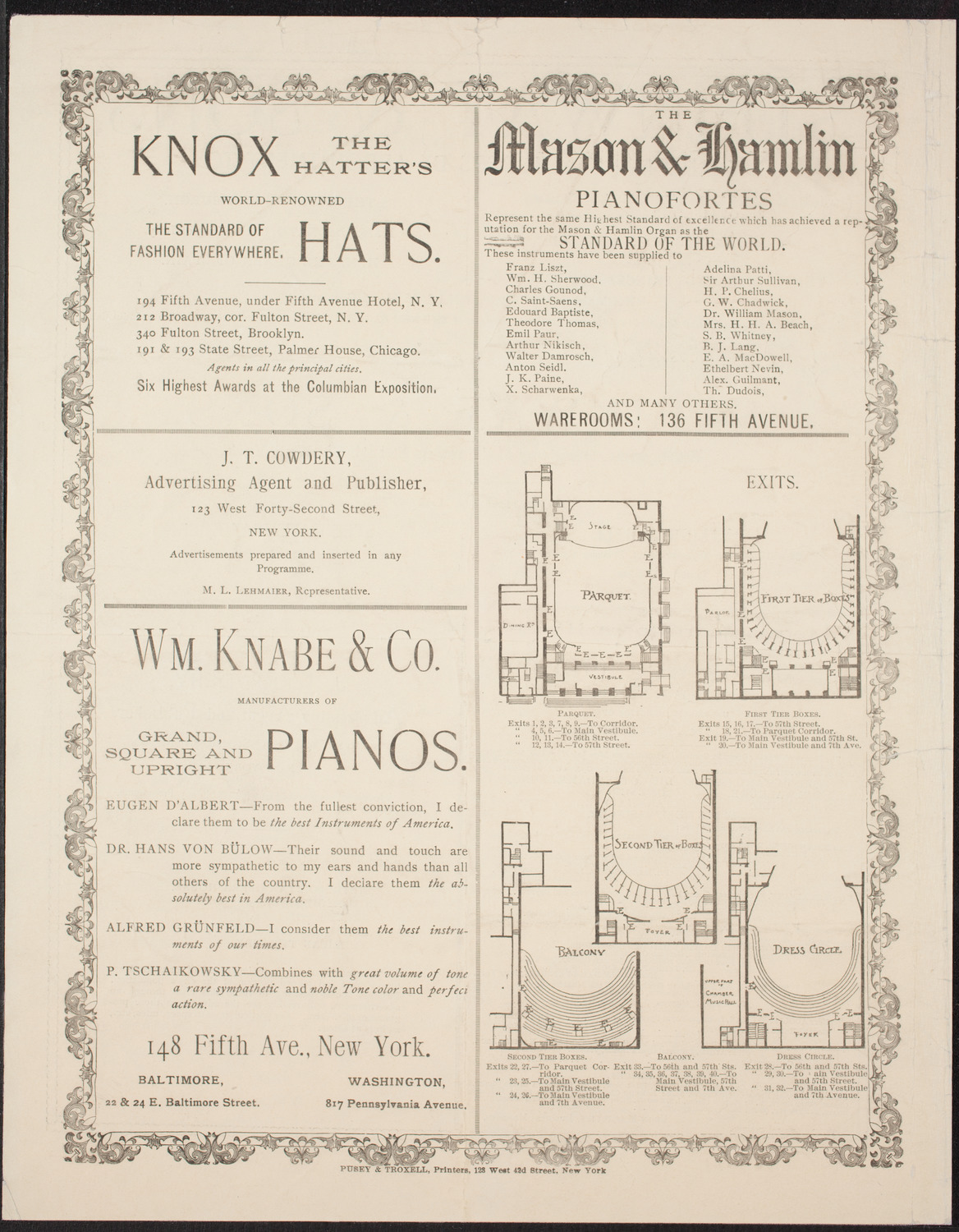 Eugène Ysaÿe, Violin, February 6, 1895, program page 4