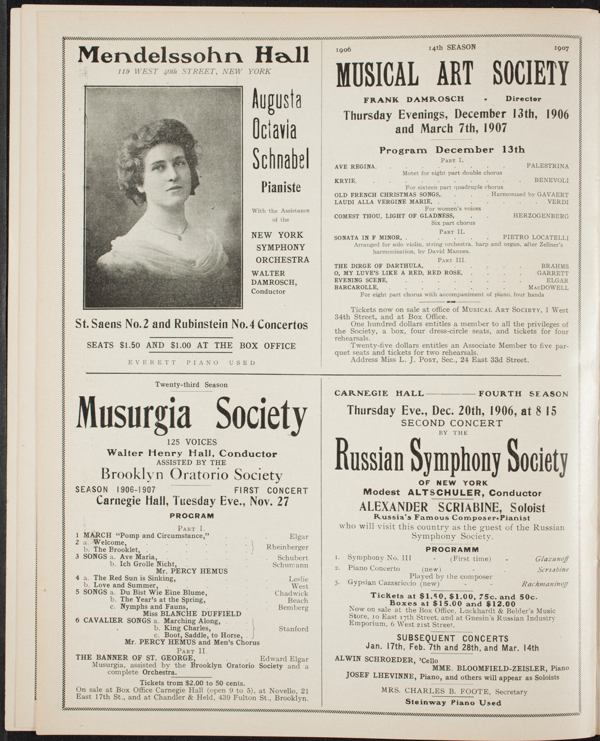 New York Symphony Orchestra, November 25, 1906, program page 10