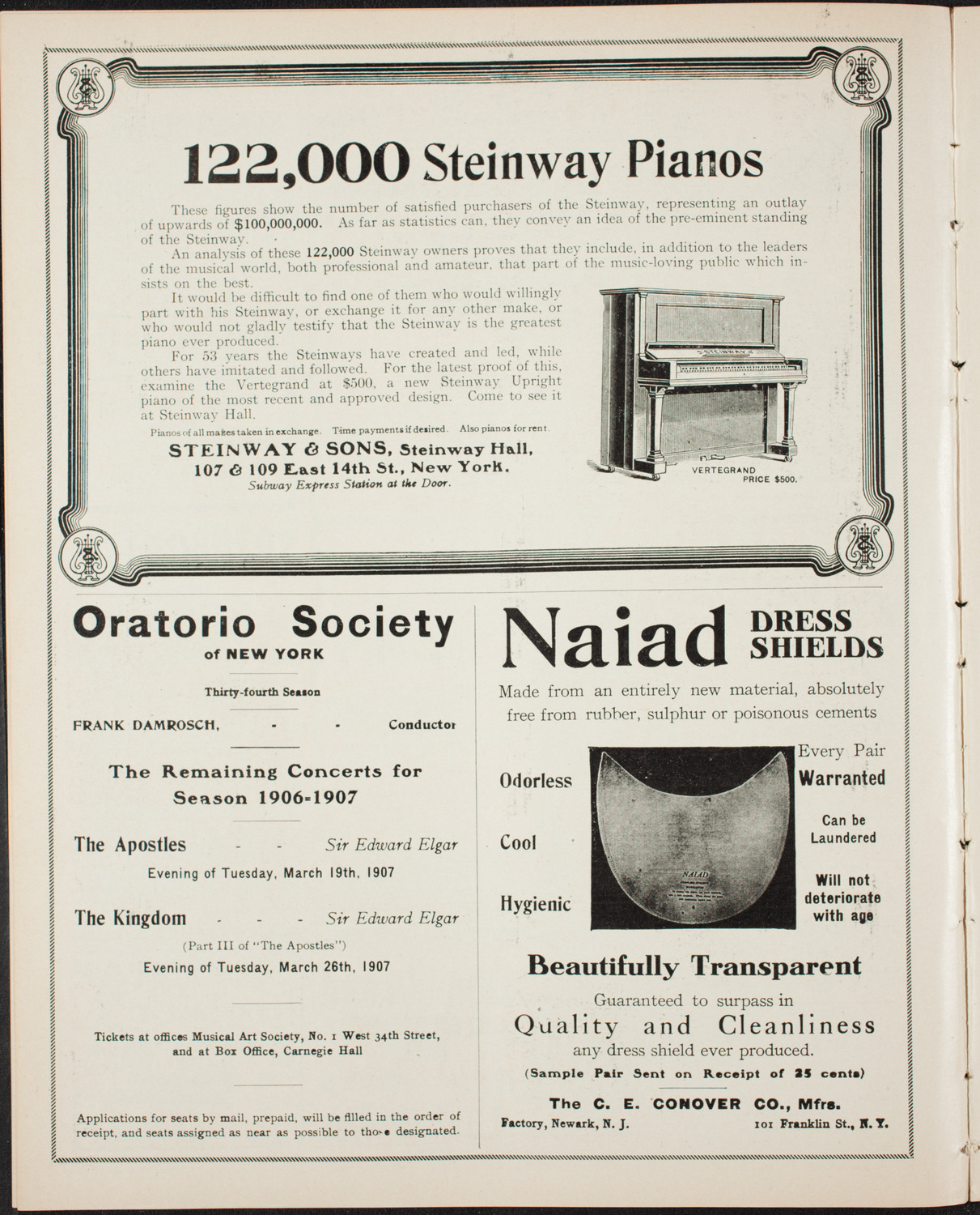 New York Philharmonic, January 26, 1907, program page 4