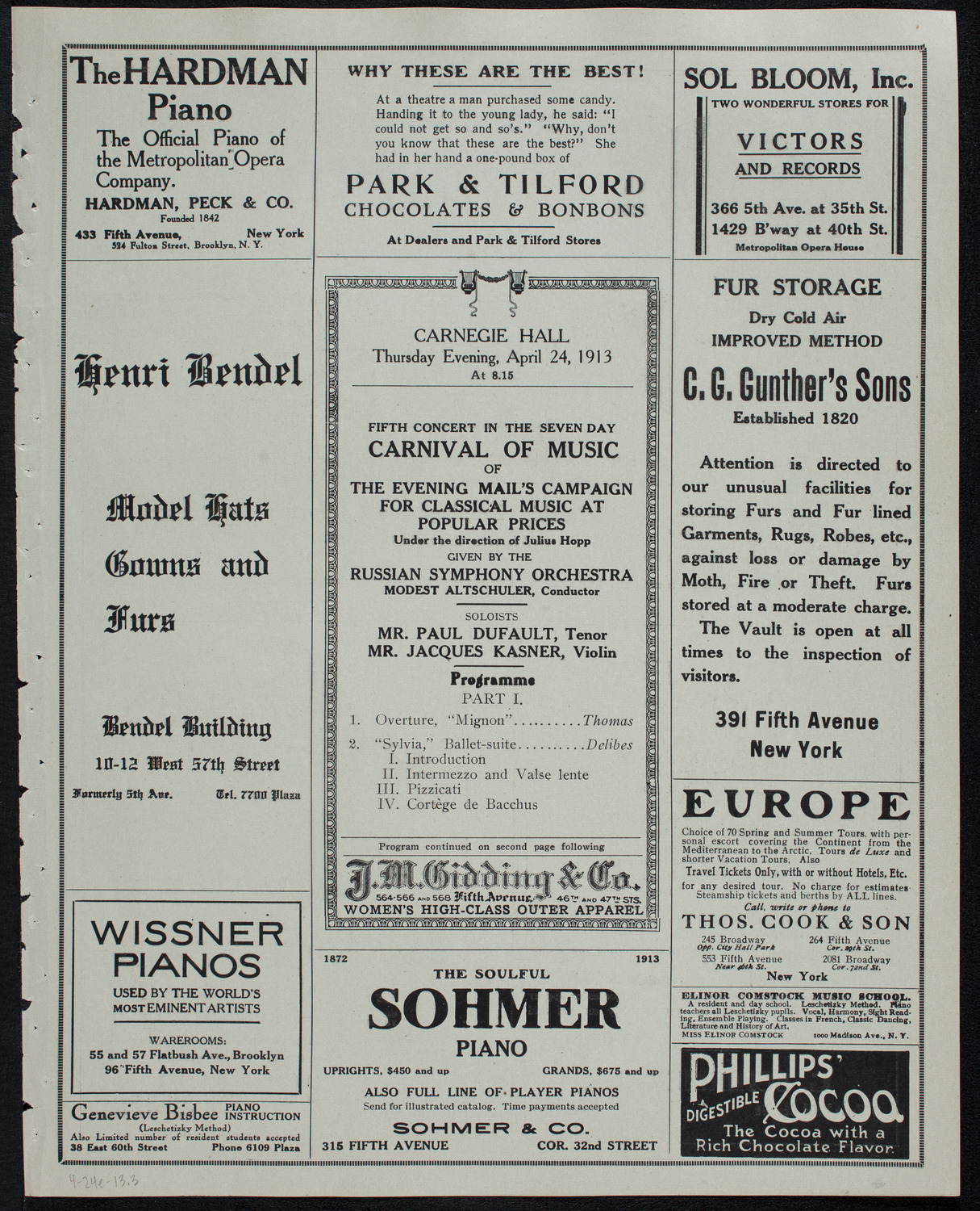 Russian Symphony Society of New York, April 24, 1913, program page 5