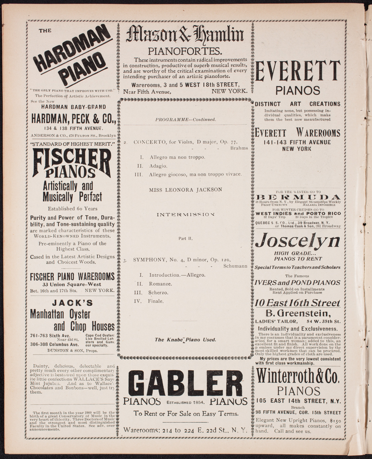 New York Philharmonic, January 6, 1900, program page 6