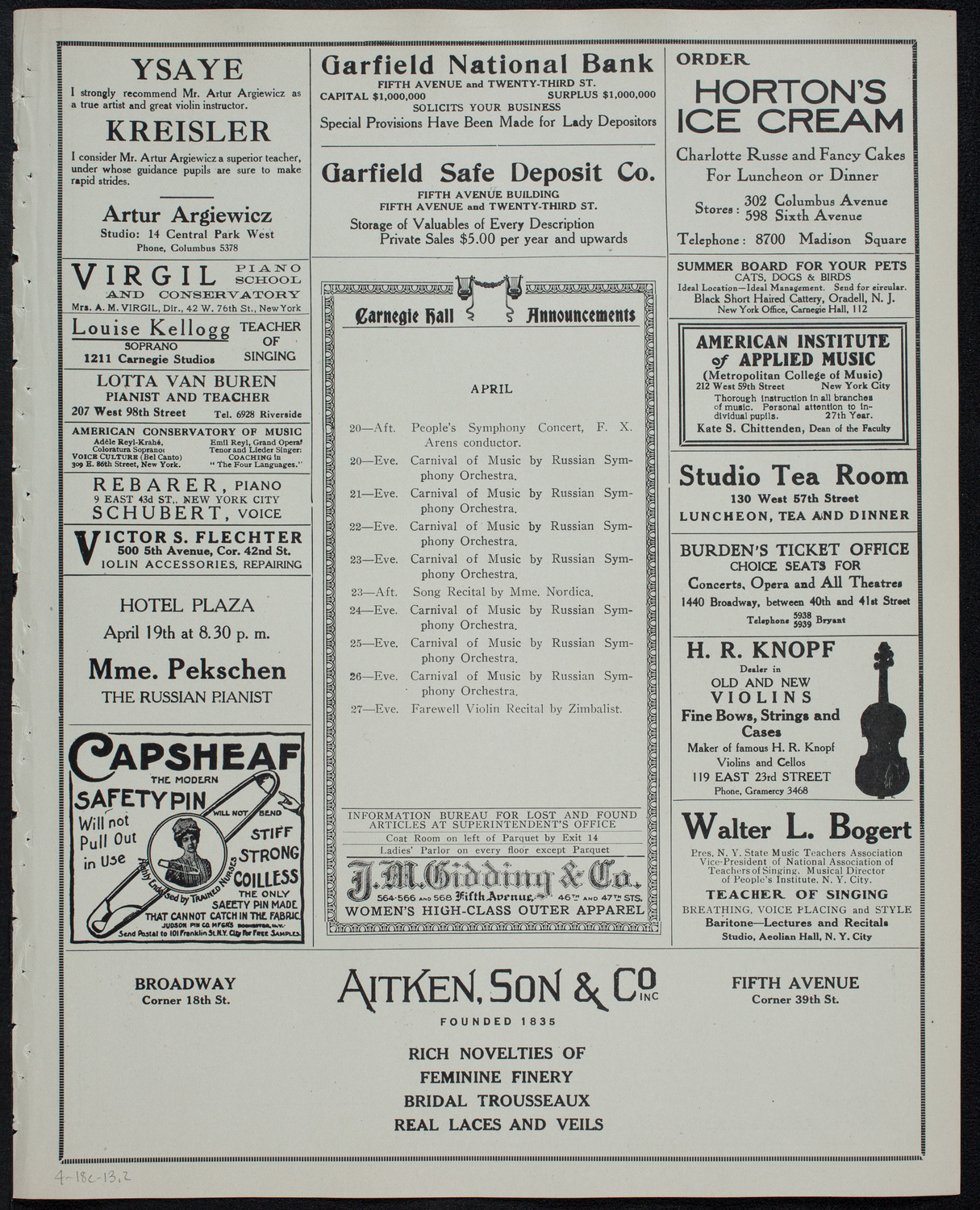 Compositions by Harriet Ware, April 18, 1913, program page 3