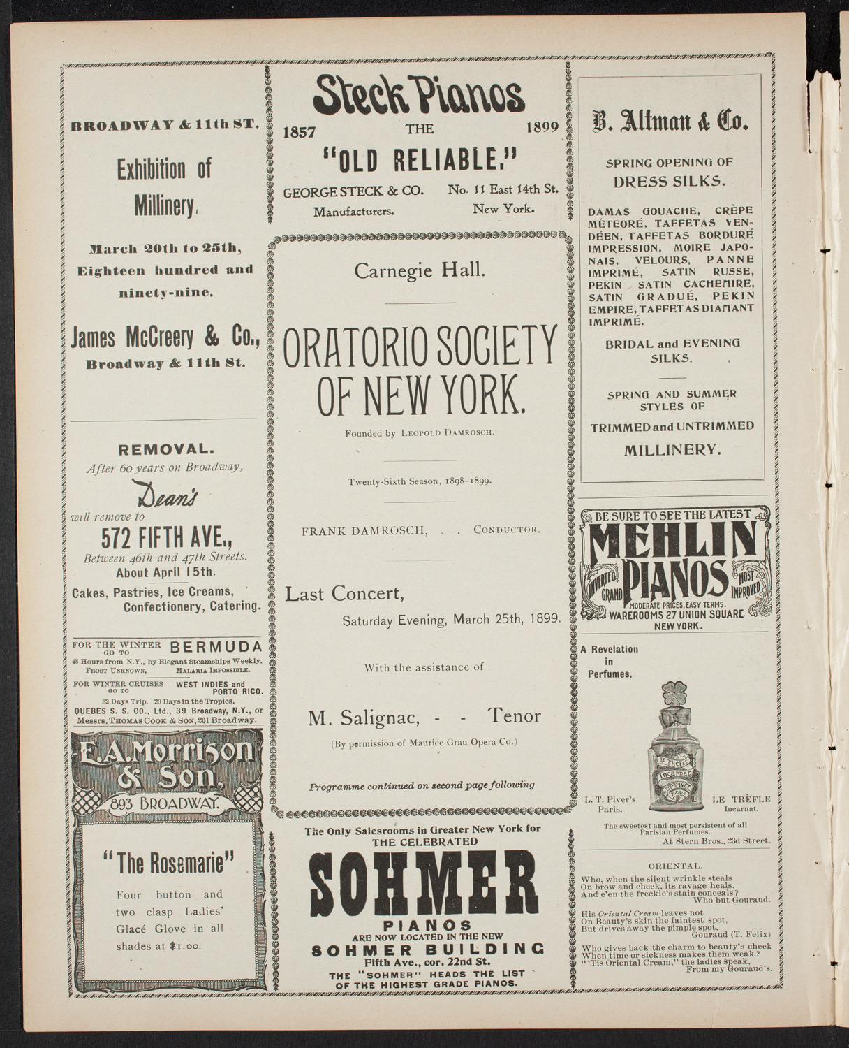 Oratorio Society of New York, March 25, 1899, program page 4