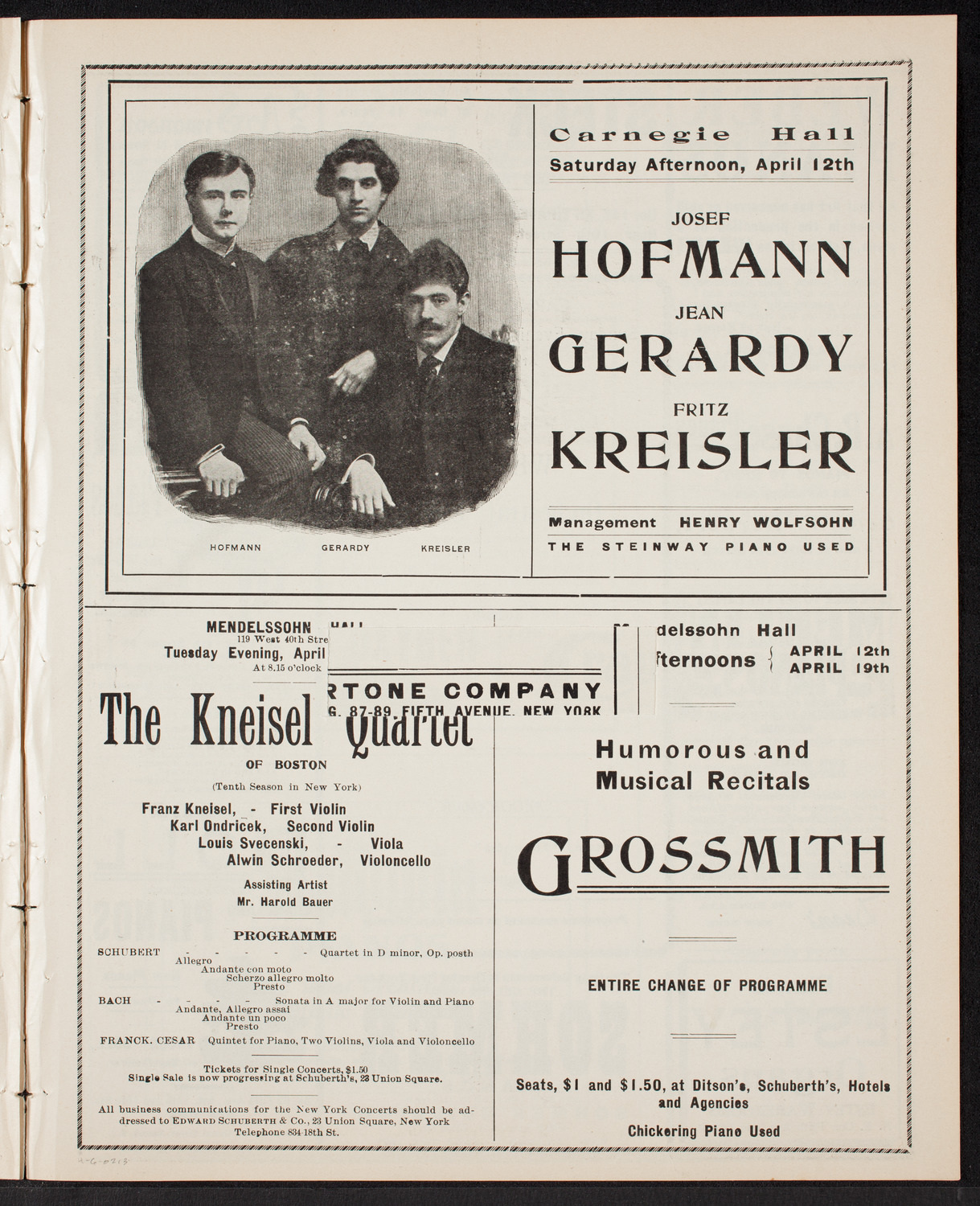 Hermann Hans Wetzler Orchestral Concert, April 6, 1902, program page 5