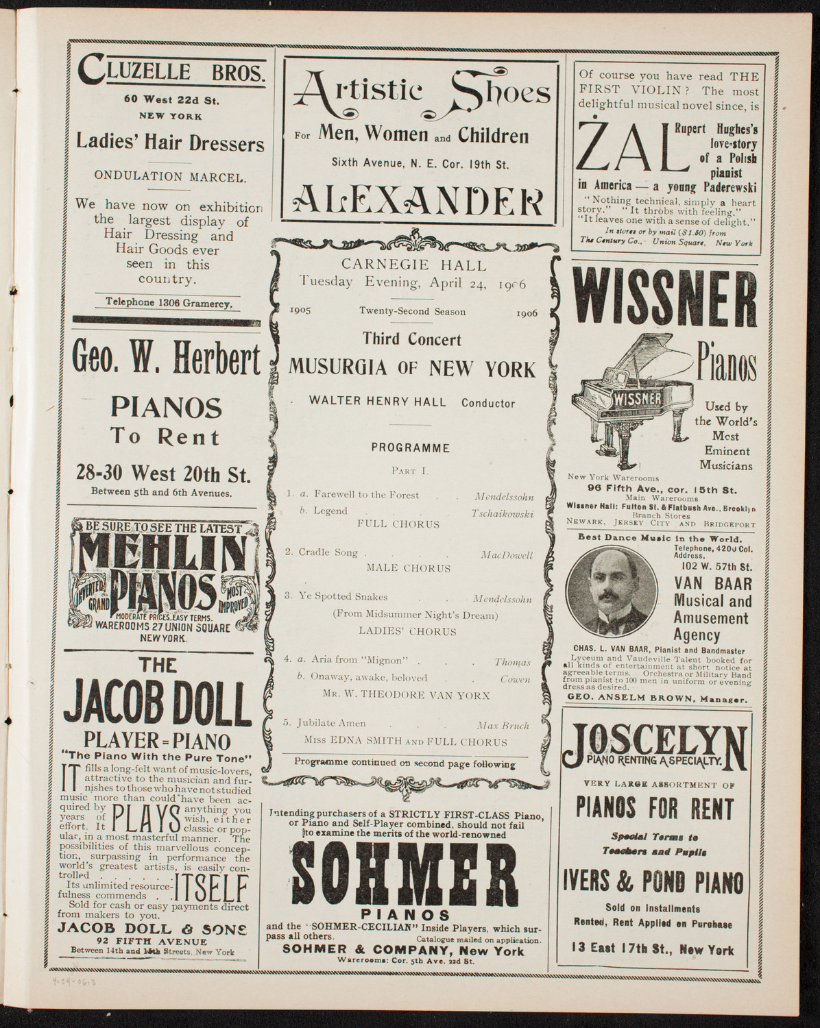 Musurgia of New York, April 24, 1906, program page 5