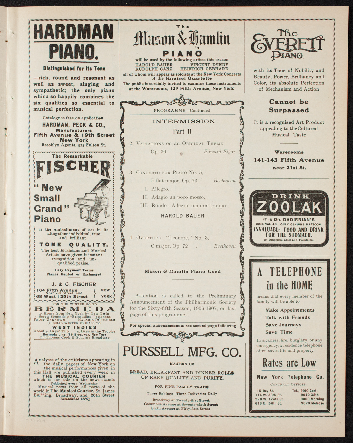 New York Philharmonic, March 23, 1906, program page 7