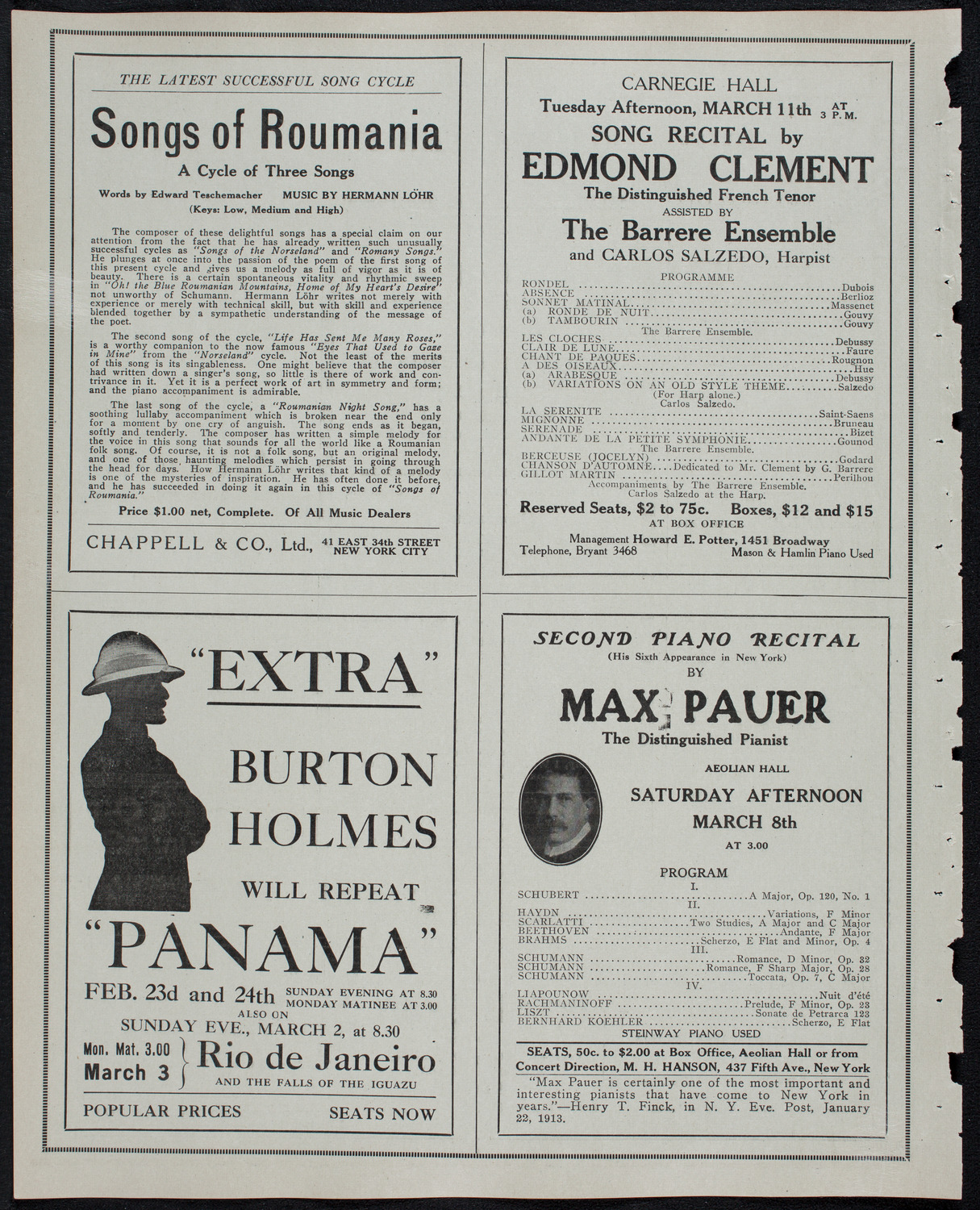 John McCormack, Tenor, with Marguerite Namara-Toye, Soprano, February 22, 1913, program page 10