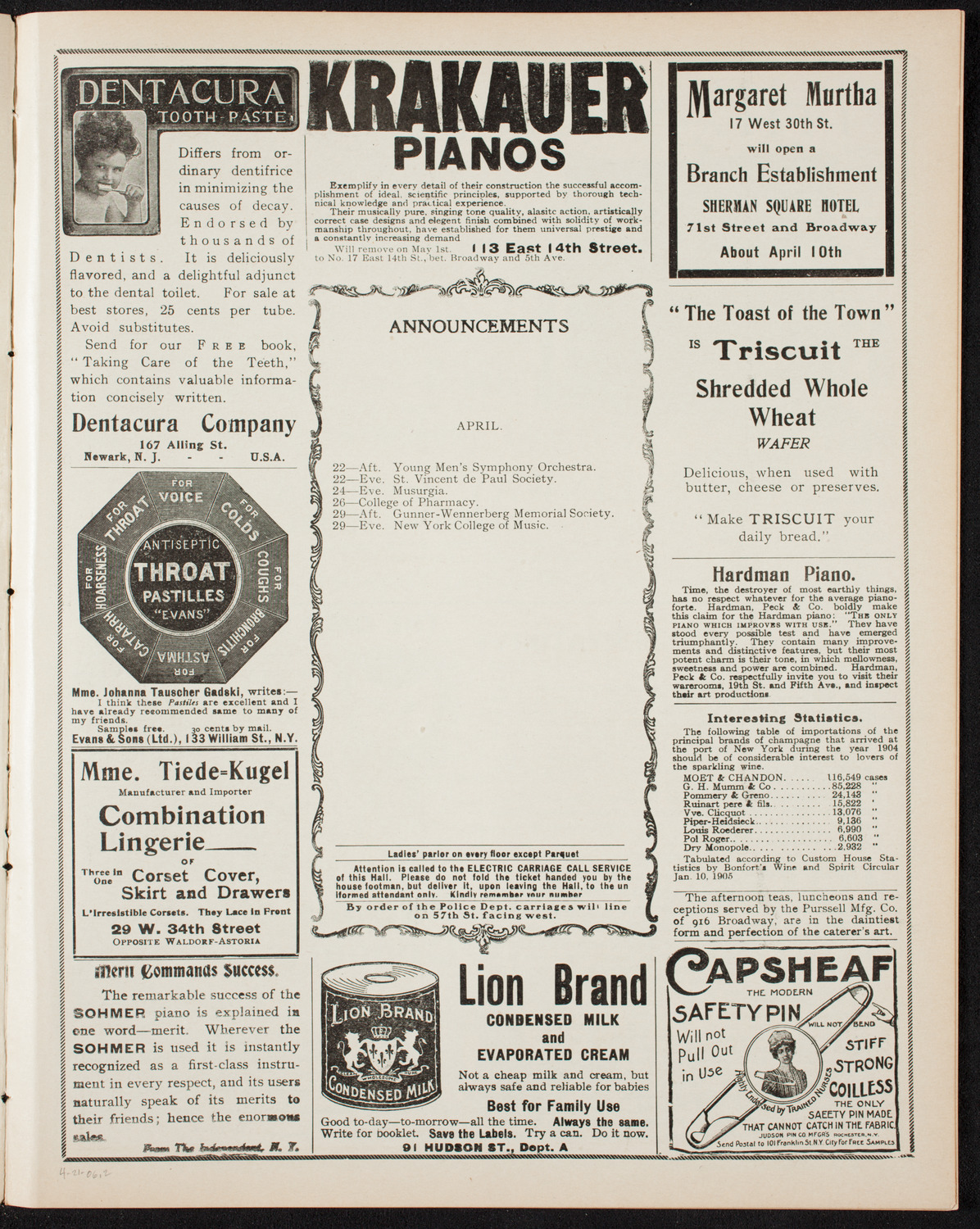 People's Symphony Concert, April 21, 1906, program page 3