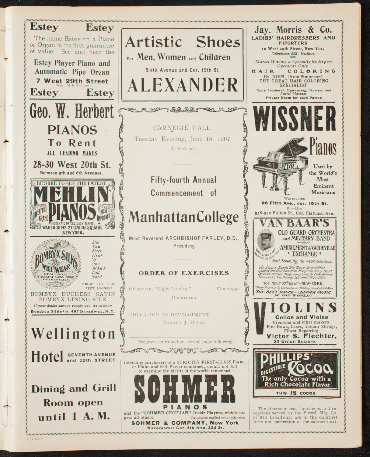 Graduation: Manhattan College, June 18, 1907, program page 5