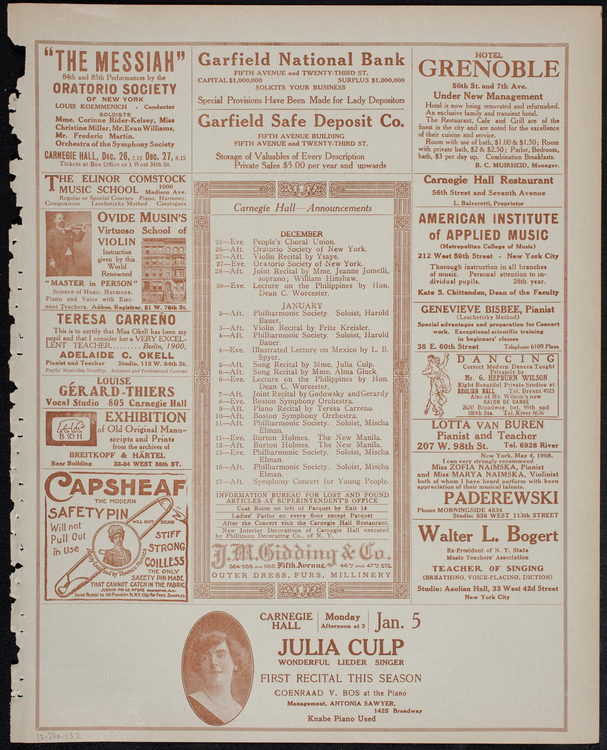 Symphony Concert for Young People, December 20, 1913, program page 3