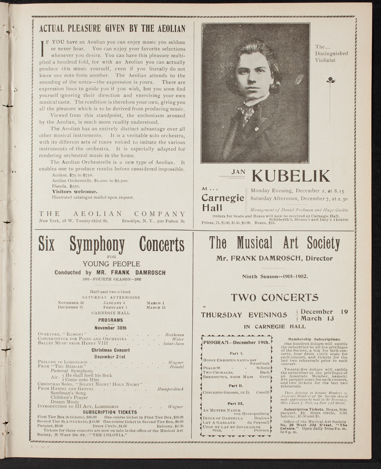 New York Philharmonic, November 15, 1901, program page 9