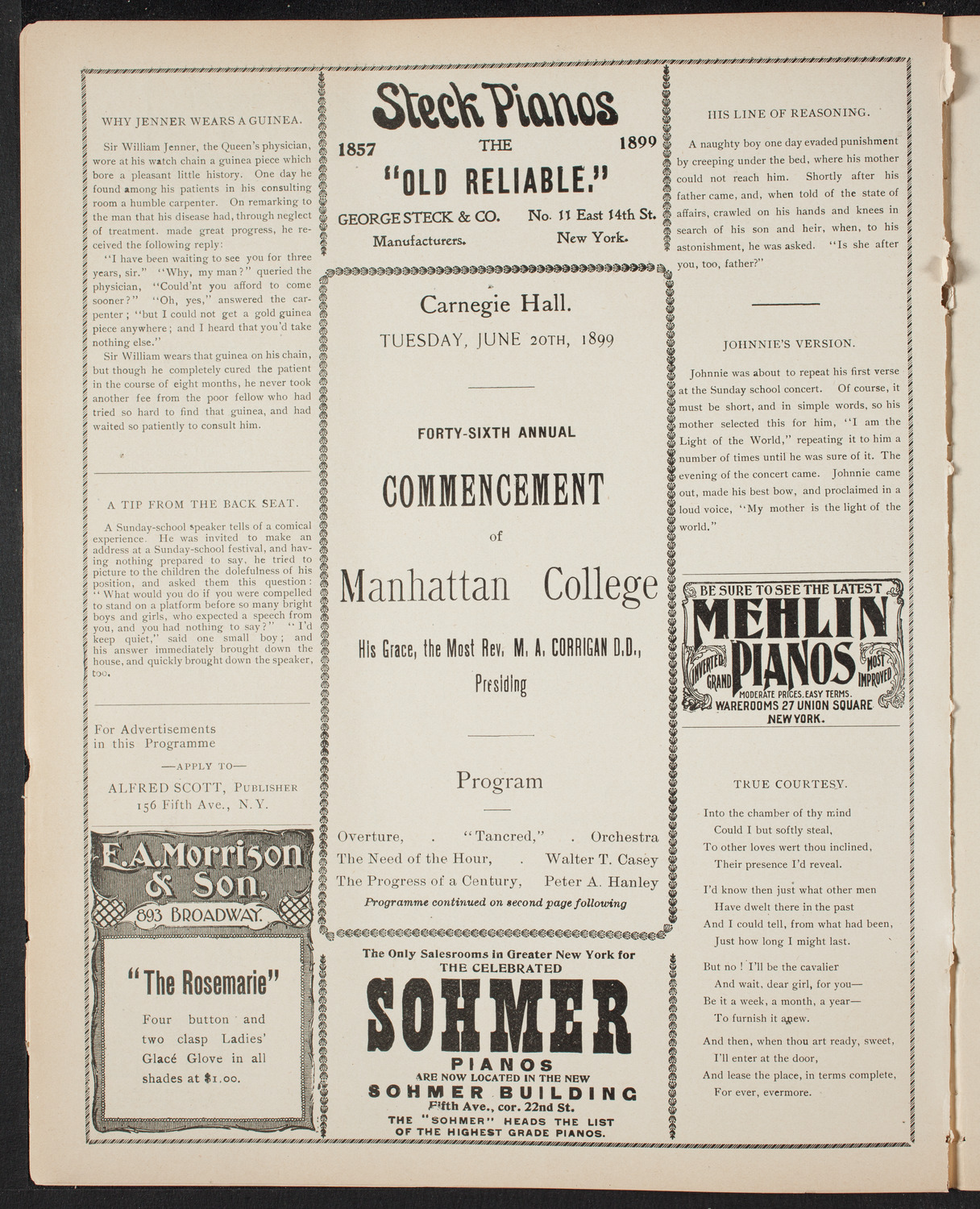 Graduation: Manhattan College, June 20, 1899, program page 4