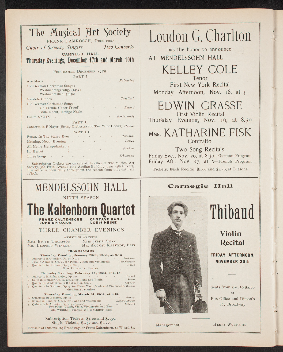 Edwin Grasse with Orchestra, November 12, 1903, program page 8