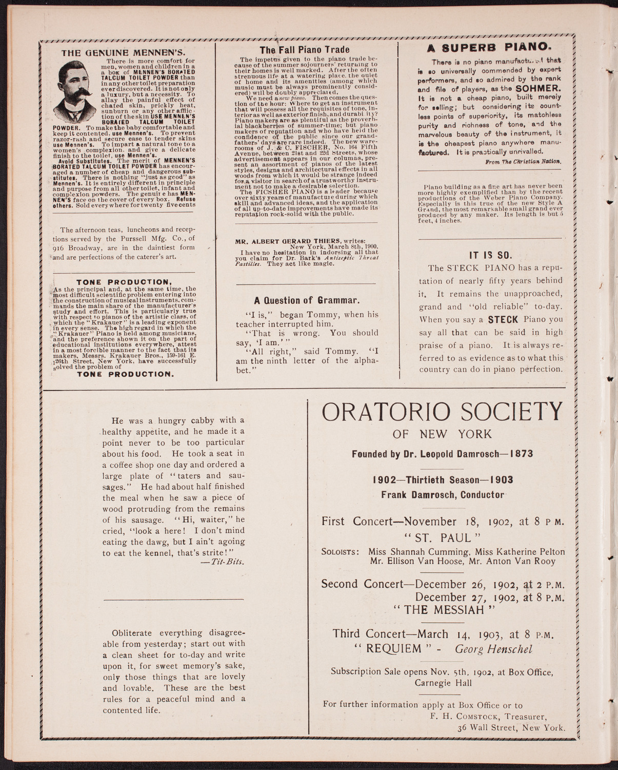 Alma Webster Powell and Eugenio di Pirani with Orchestra, November 7, 1902, program page 10