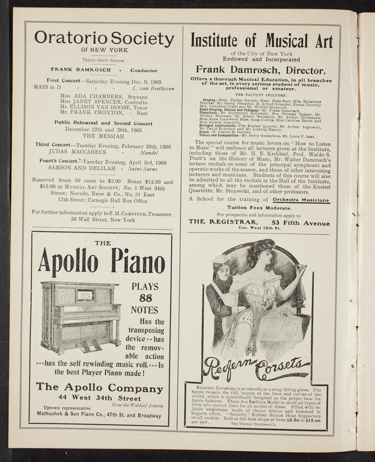 Jan Kubelik, Violin, December 2, 1905, program page 2