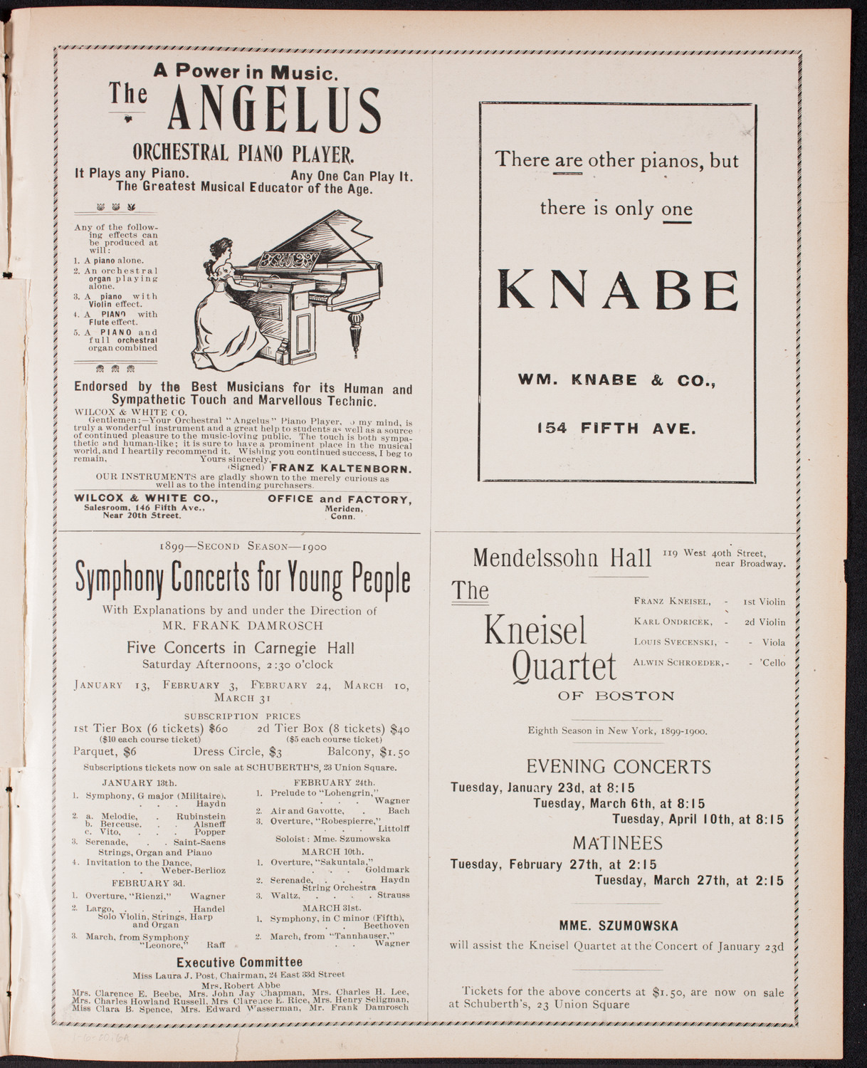 Ignacy Jan Paderewski, Piano, January 6, 1900, program page 11