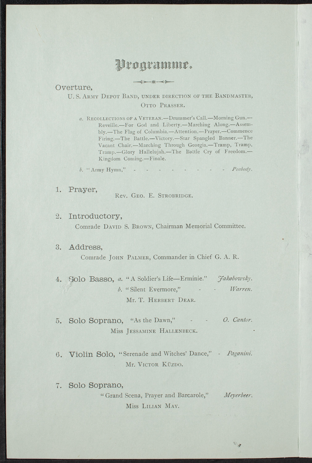 Grand Army of the Republic Memorial Day Exercises, May 30, 1892, program page 2