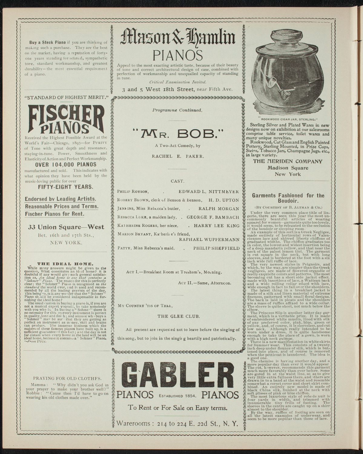 Trinity School Dramatic Club, April 19, 1898, program page 6