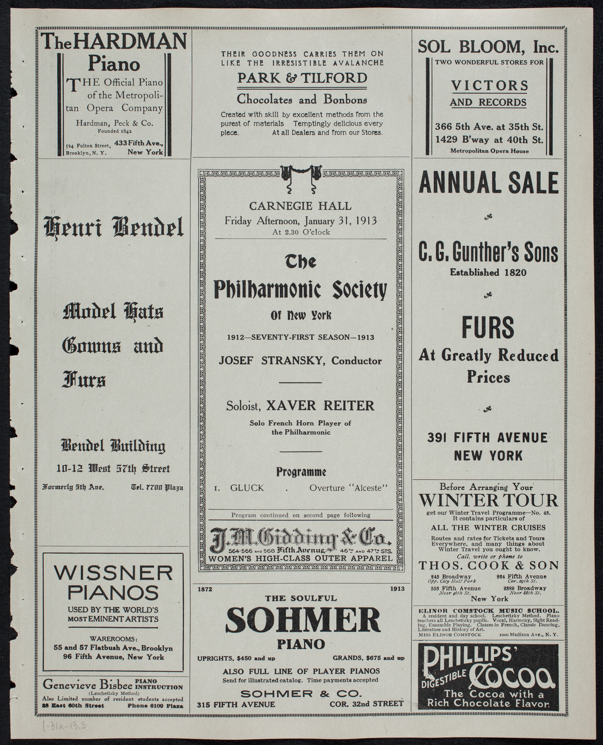 New York Philharmonic, January 31, 1913, program page 5
