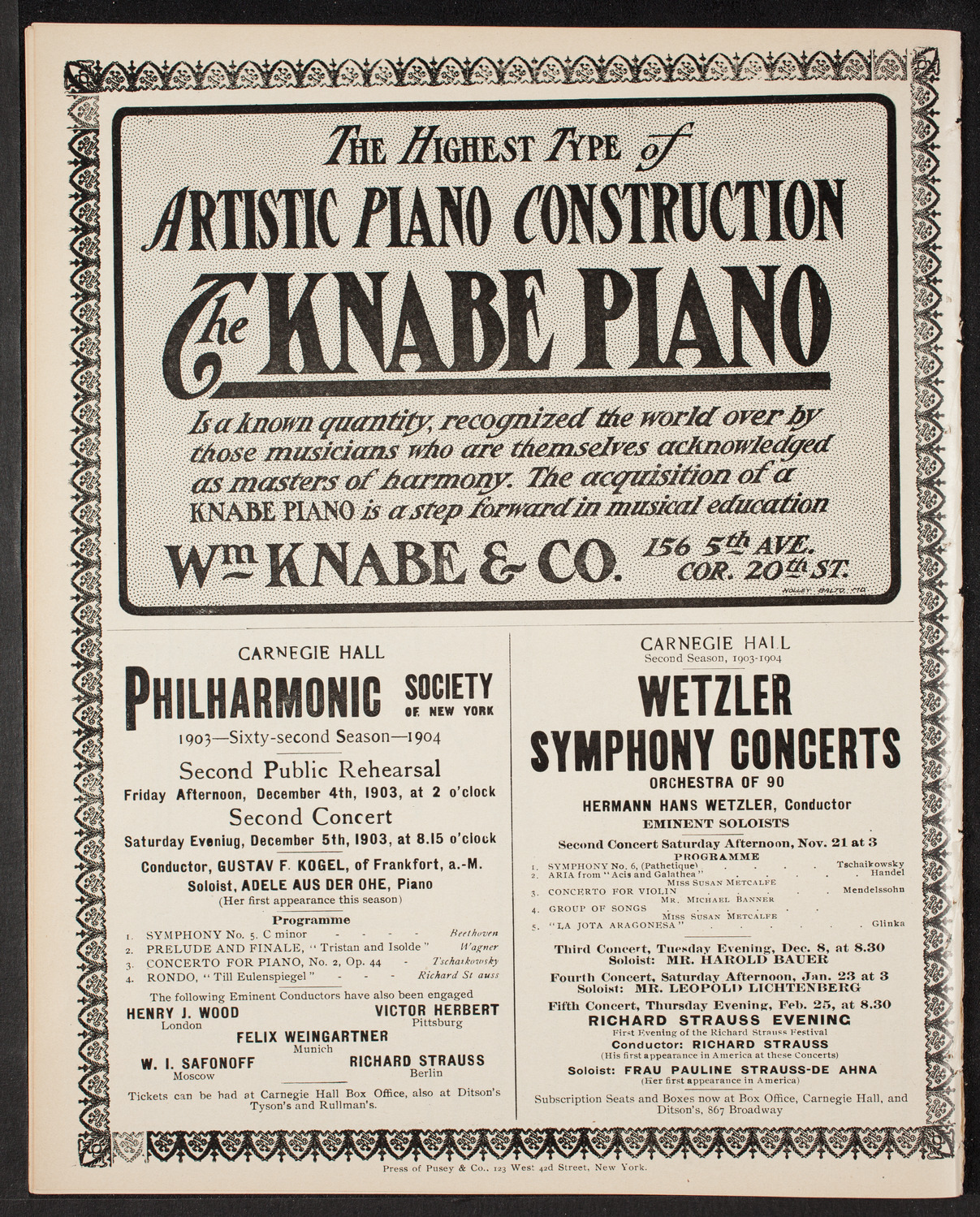 New York Philharmonic, November 13, 1903, program page 12