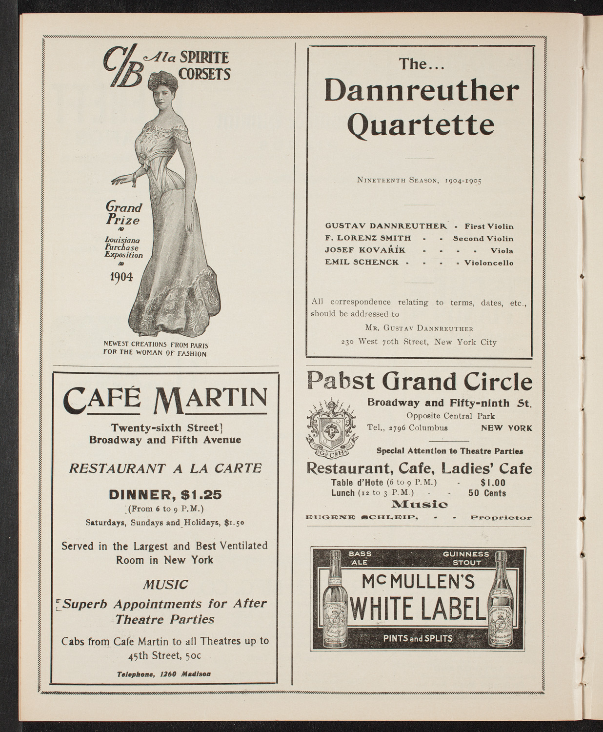 New York Philharmonic, February 11, 1905, program page 8