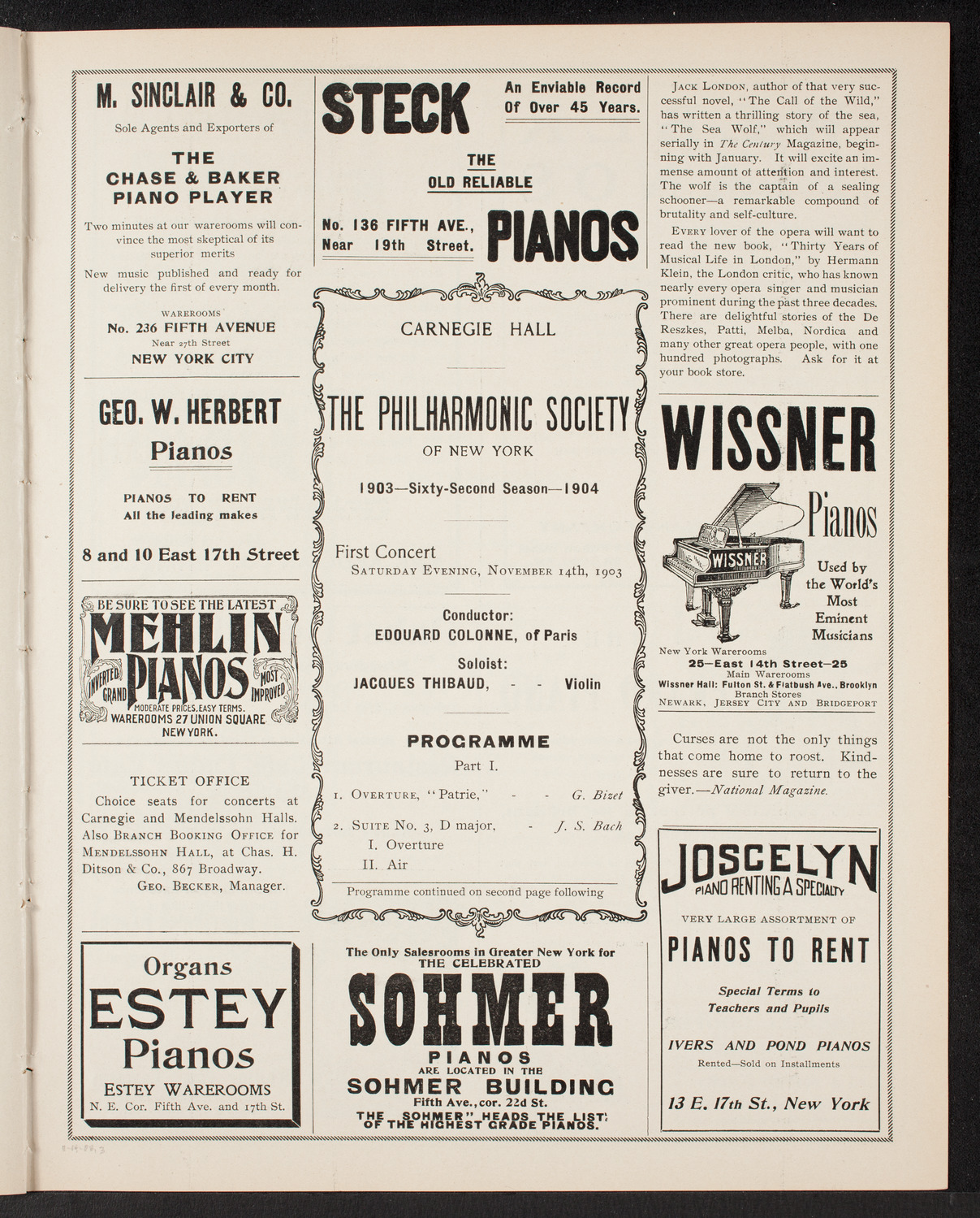 New York Philharmonic, November 14, 1903, program page 5
