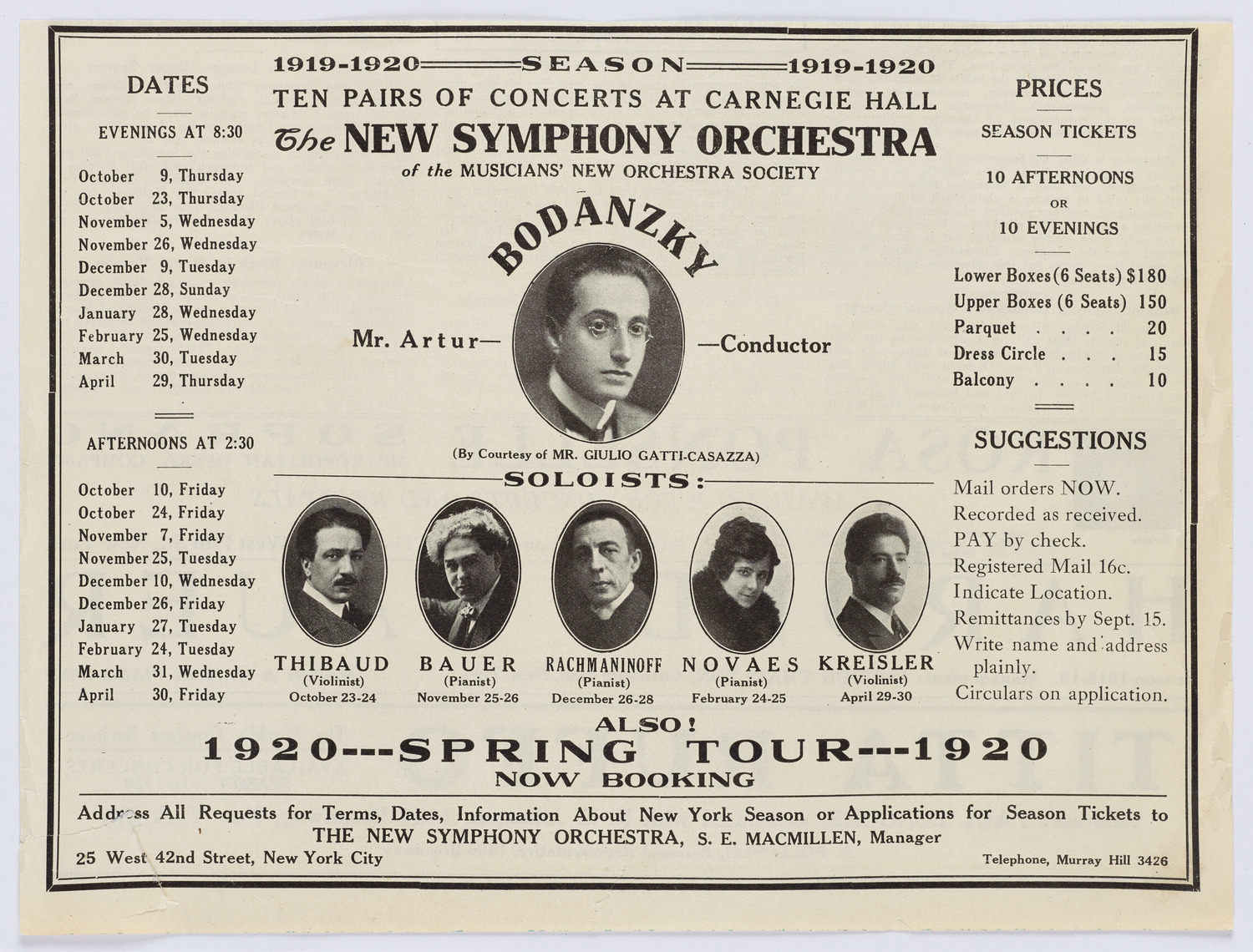 New Symphony Orchestra, 1919-1920