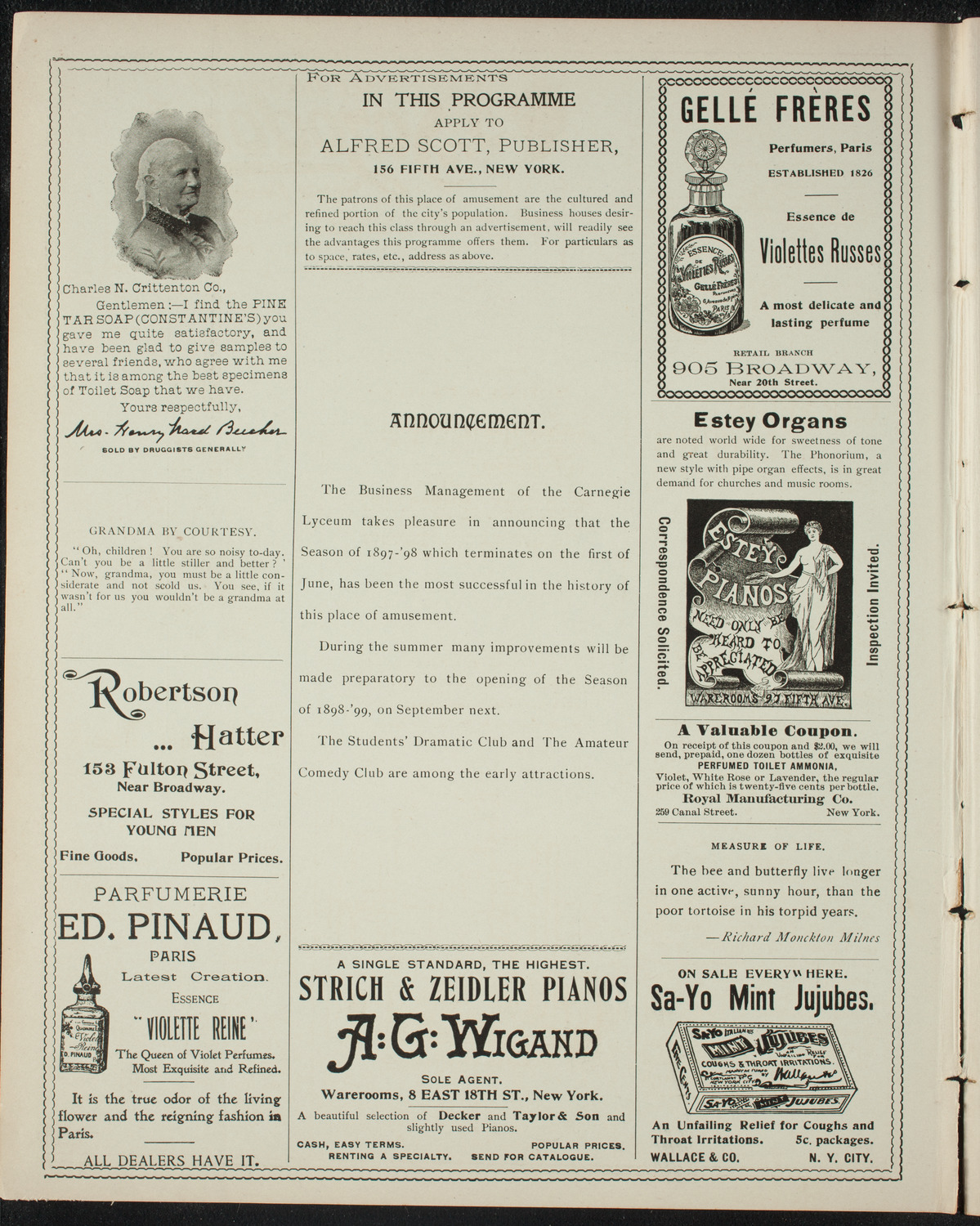 Vaudeville Concert, June 1, 1898, program page 2