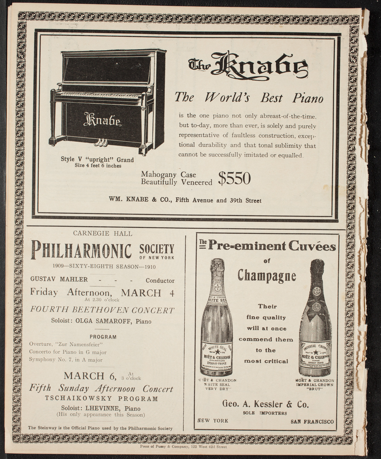 Russian Symphony Society of New York, March 3, 1910, program page 12