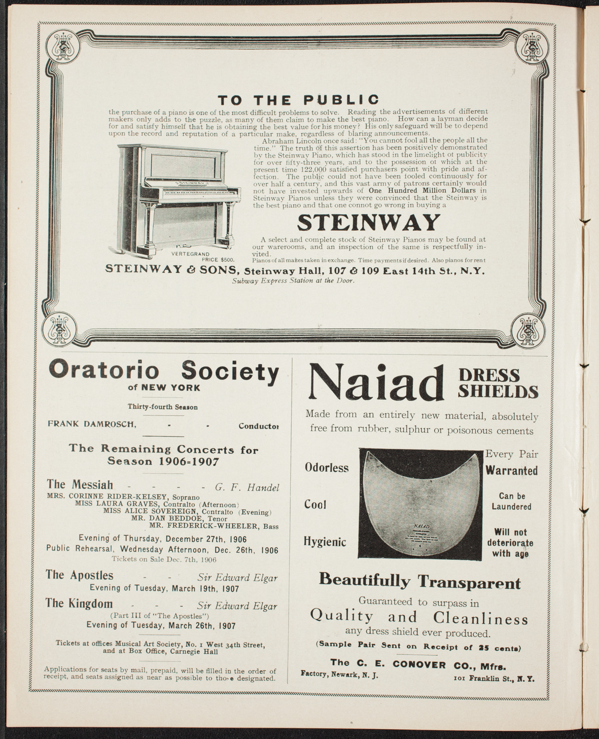 Royal Welsh Male Choir, December 16, 1906, program page 4