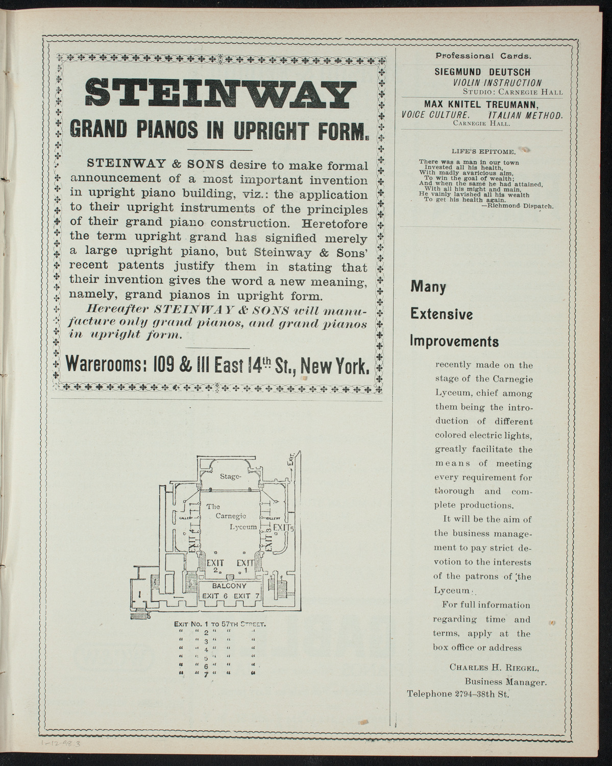 Powers-Mannes Wednesday Morning Musicale, January 12, 1898, program page 5