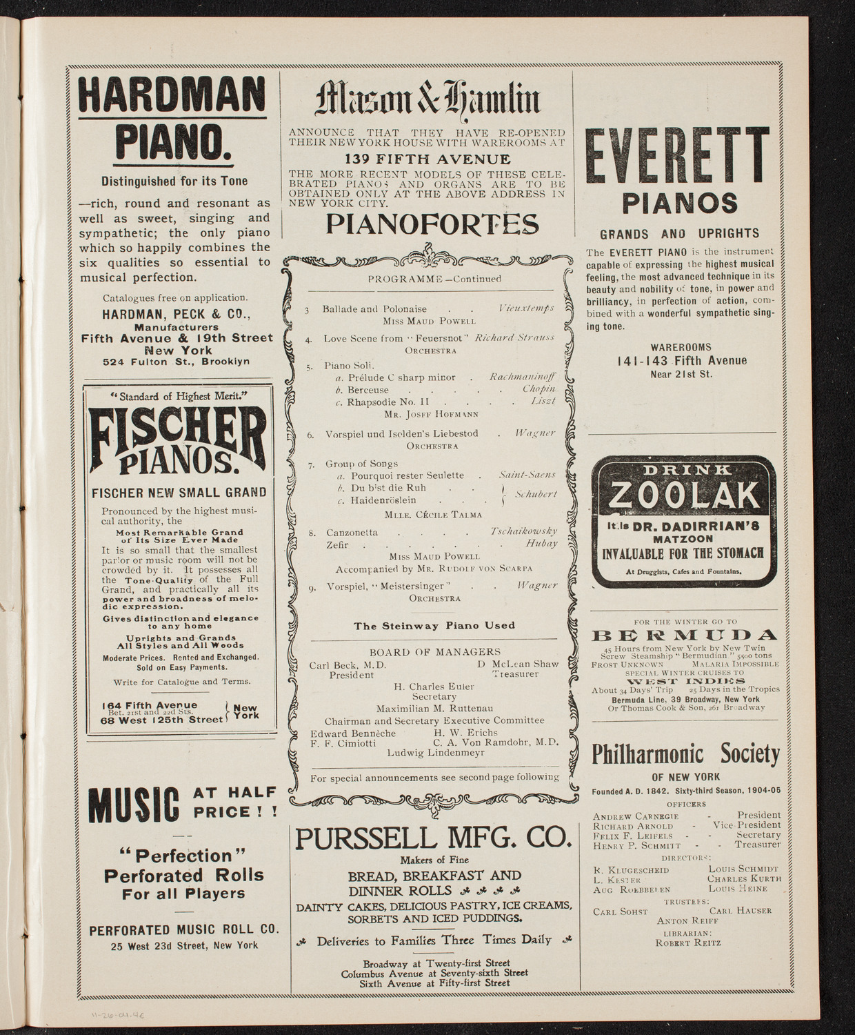 Benefit: St. Mark's Hospital, November 26, 1904, program page 7