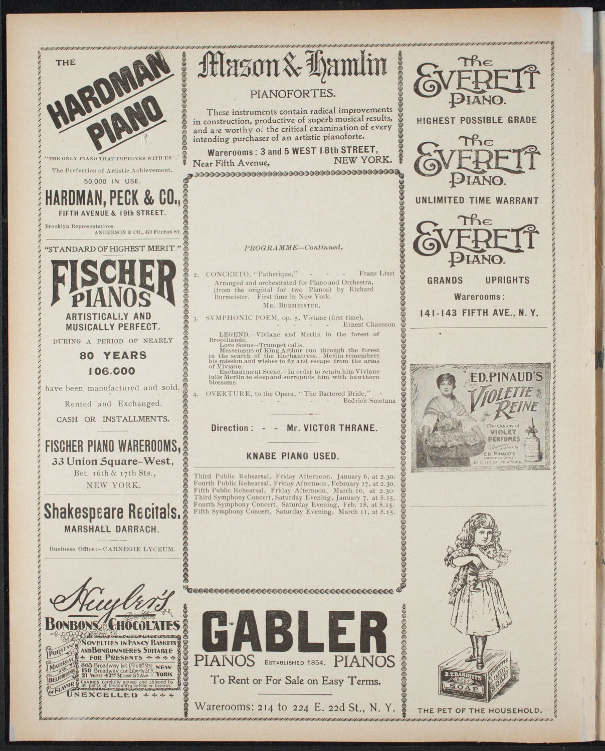 Paur Symphony Orchestra, December 9, 1898, program page 6