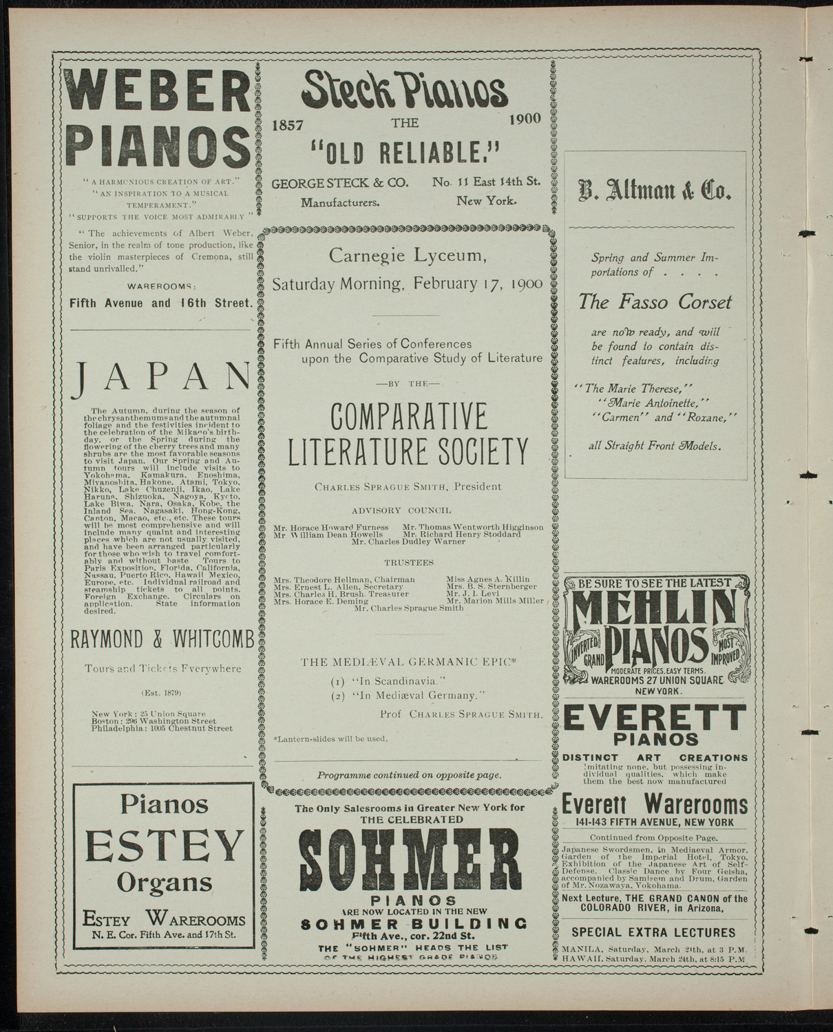 Comparative Literature Society, March 17, 1900, program page 2