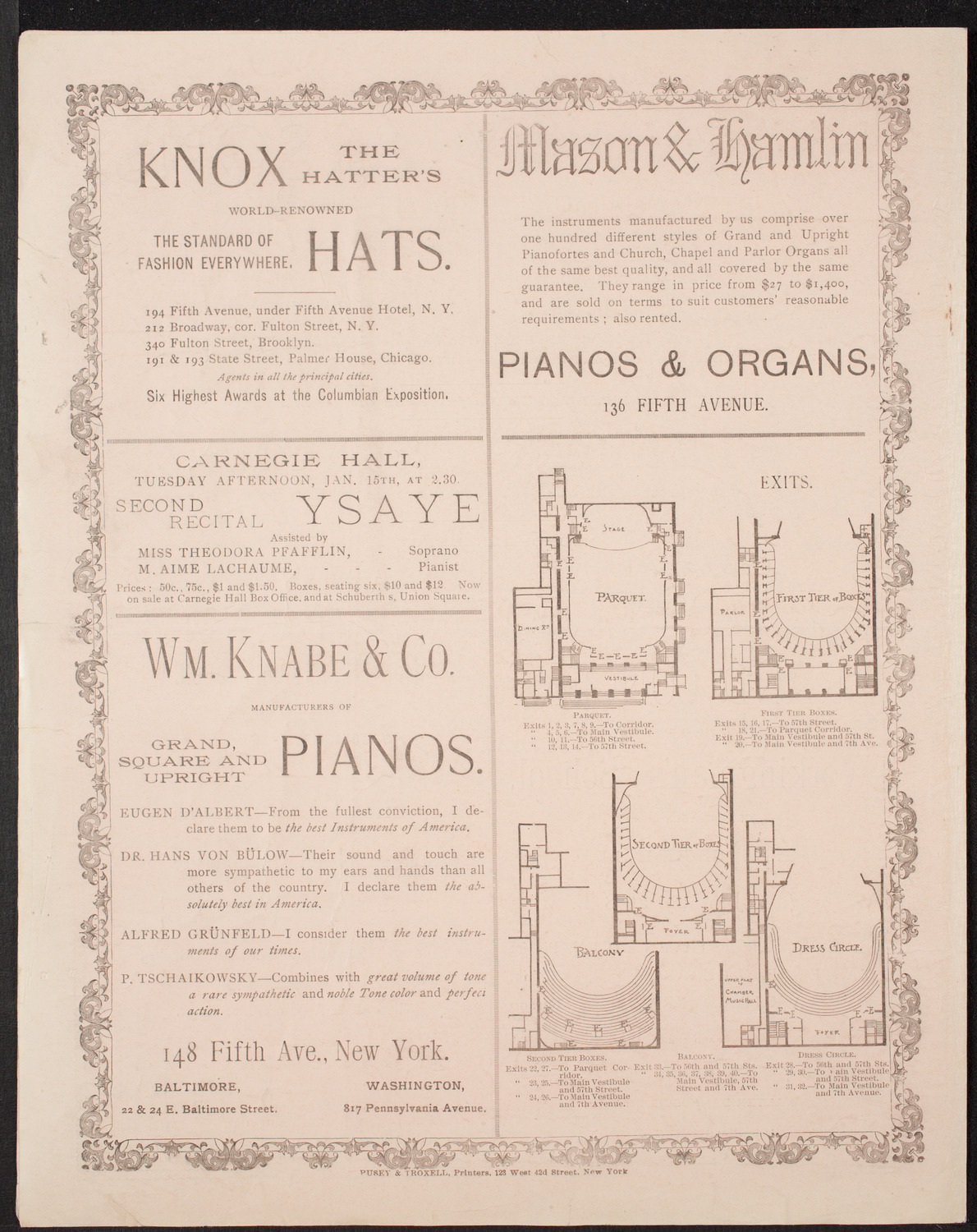 New York Philharmonic, January 12, 1895, program page 4