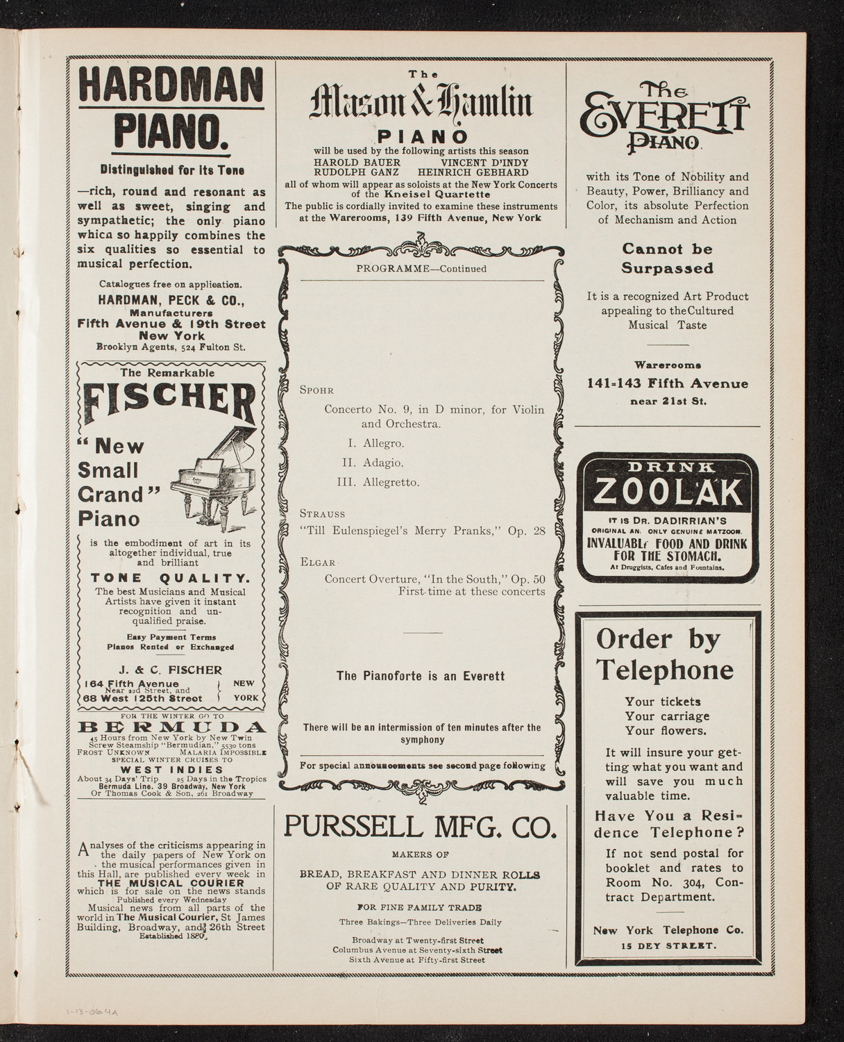 Boston Symphony Orchestra, January 13, 1906, program page 7