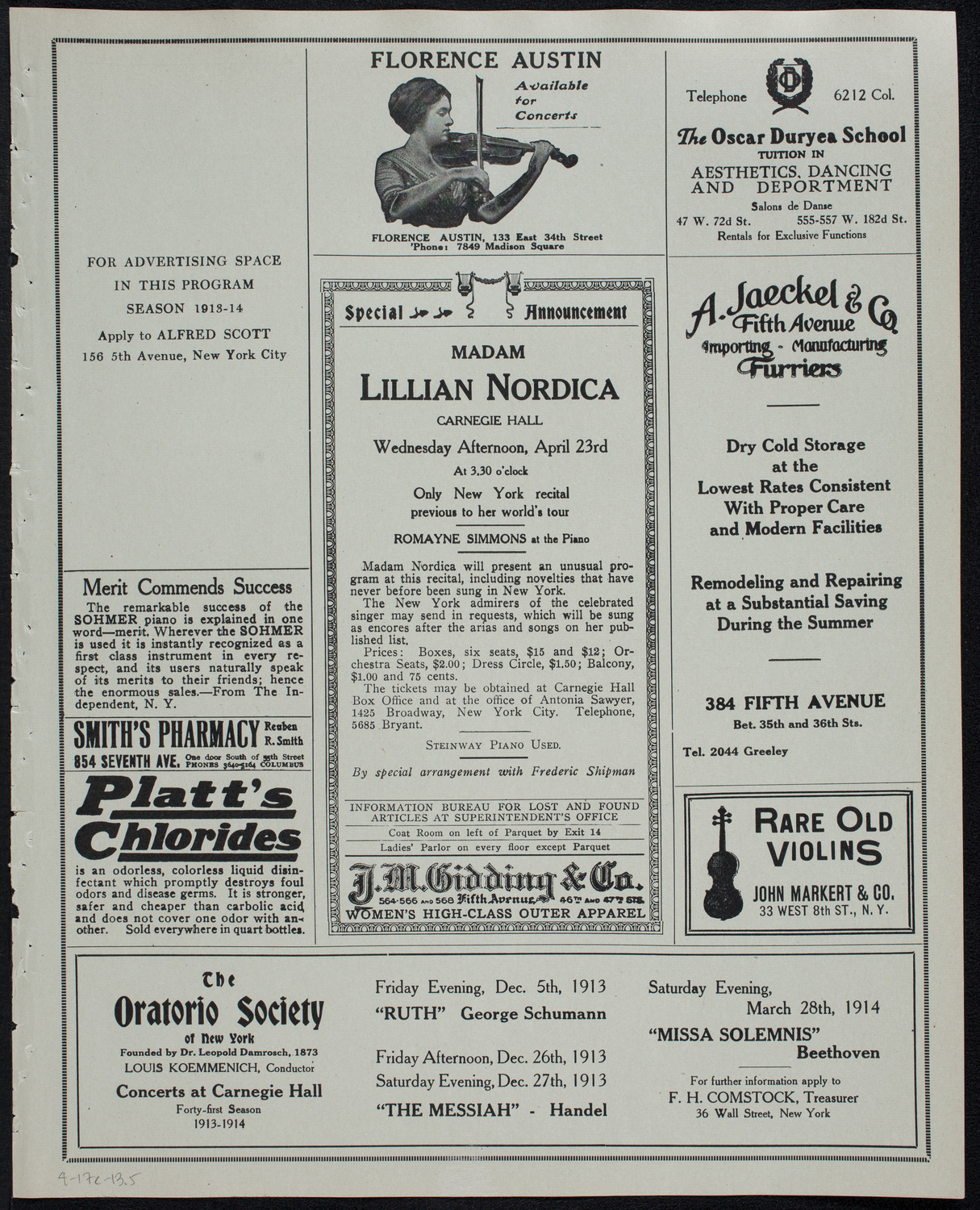MacDowell Chorus of the Schola Cantorum of New York, April 17, 1913, program page 9