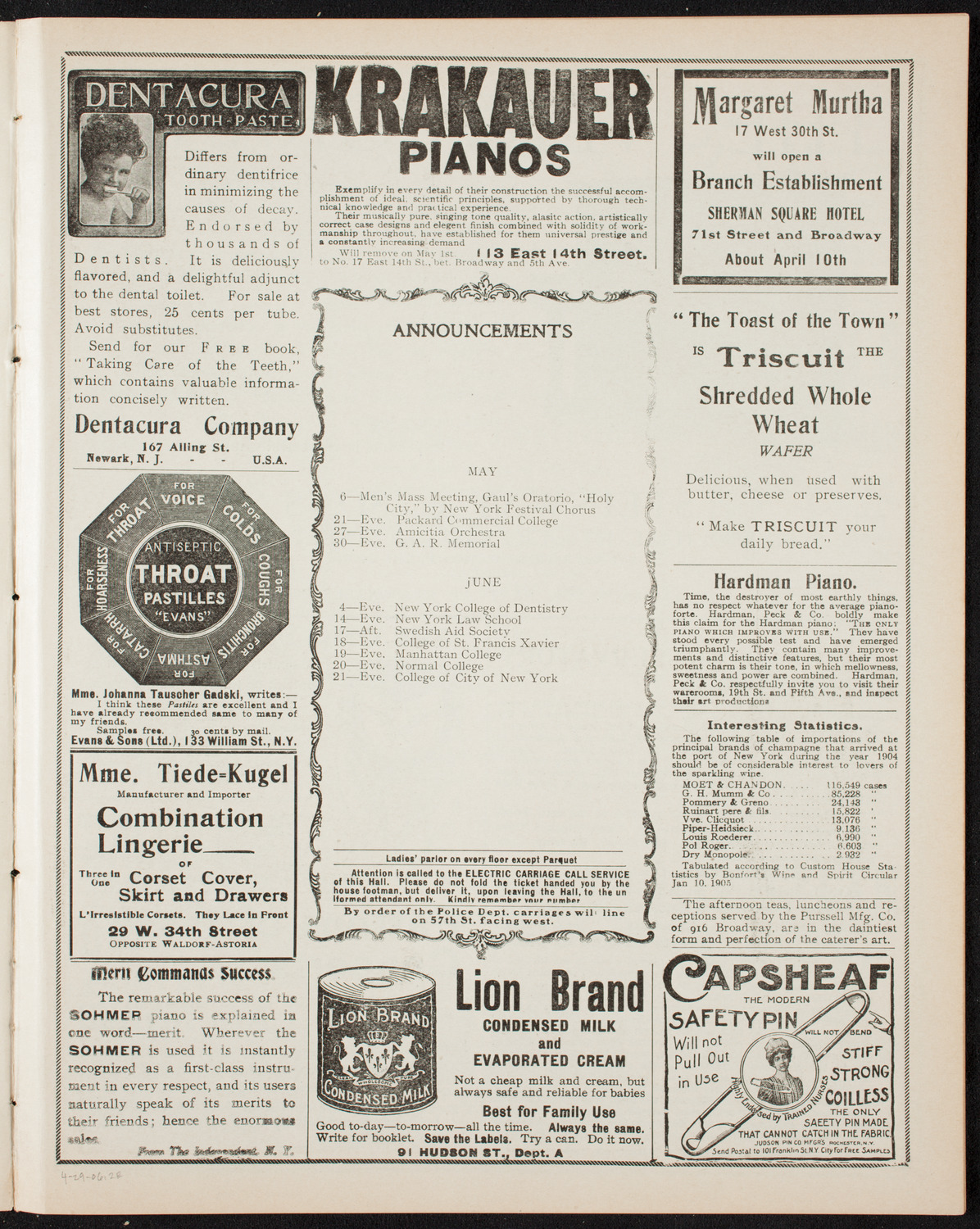 German Music Festival, April 29, 1906, program page 3