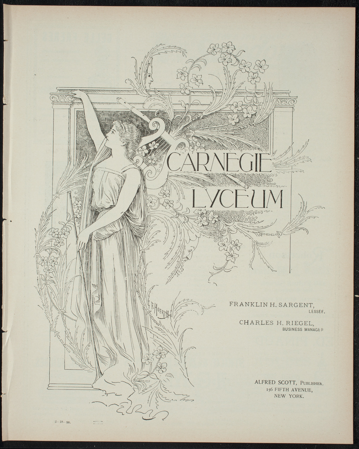 Amateur Comedy Club, February 18, 1898, program page 1