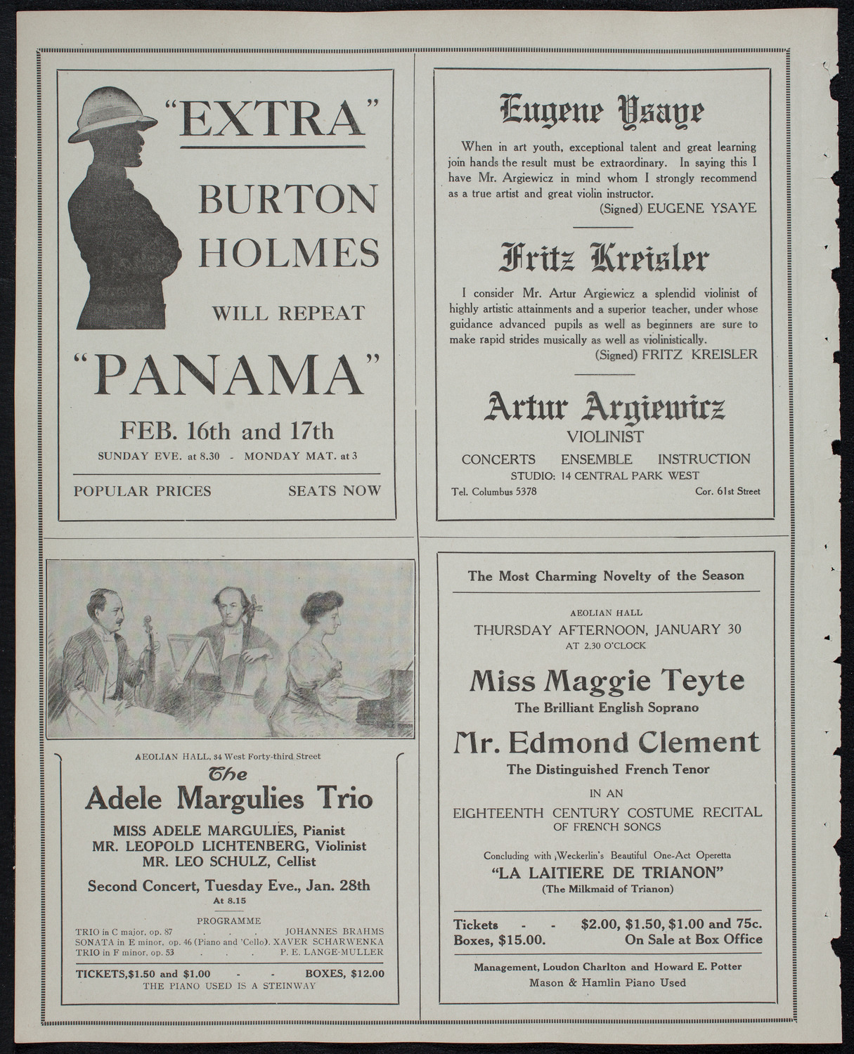 Ernest Schelling, Piano, January 25, 1913, program page 10