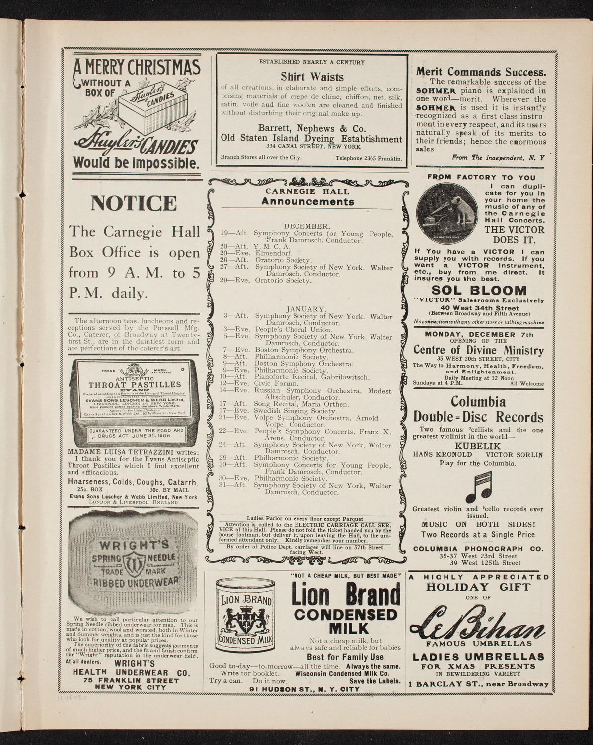 People's Symphony Concert, December 18, 1908, program page 3