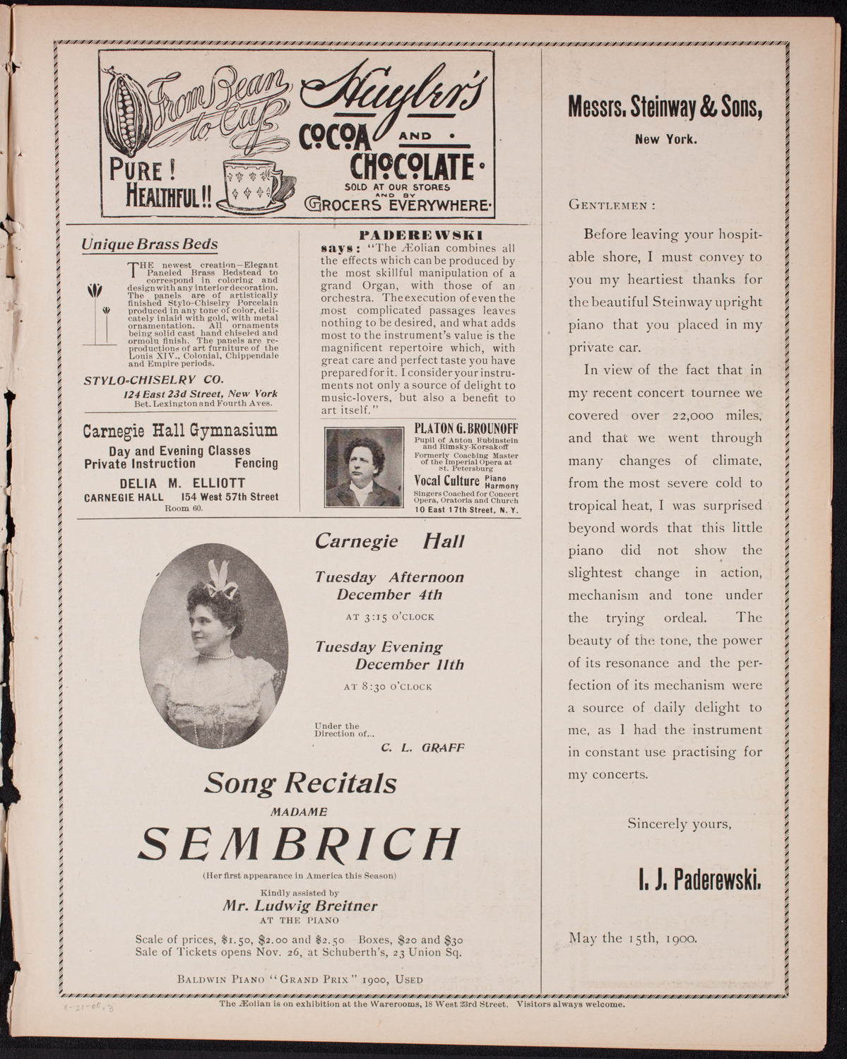 Eduard Strauss and His Vienna Orchestra, November 21, 1900, program page 5